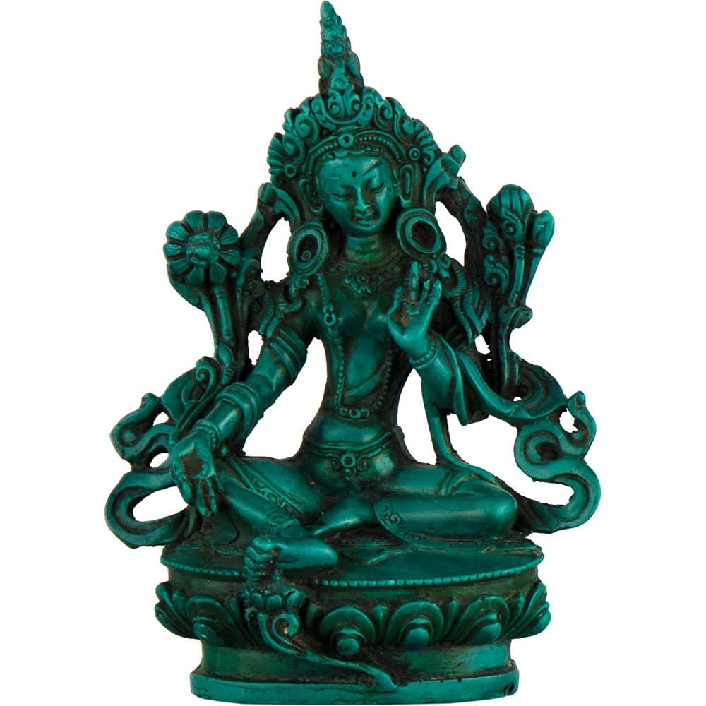 New Age Source Resin Statues Antique Tara Turquoise 4 Inches