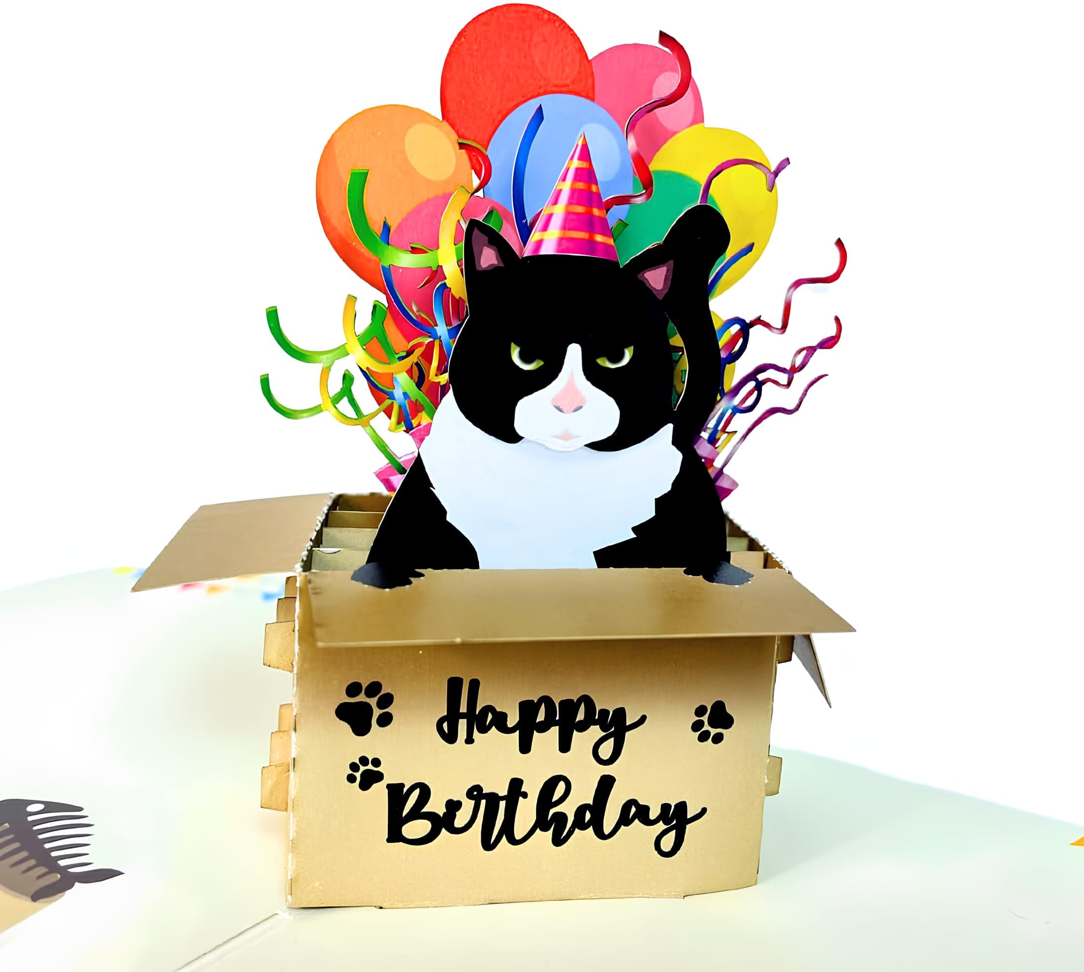 Black Cat Birthday Card, Funny Birthday Card for Women, Wife, Mom, Cat Pop Up Card, 3D Pop Up Funny Birthday Cards for Husband, Men, Dad