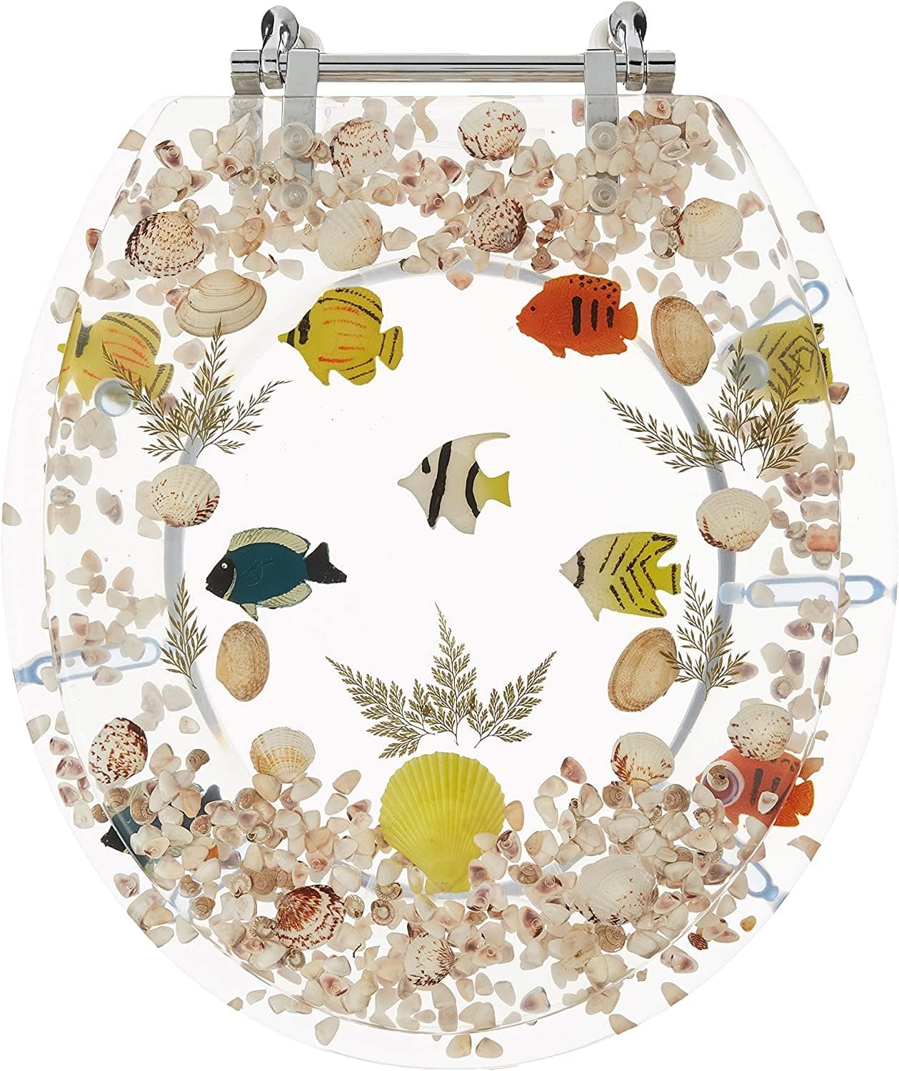 Transparent Fish Aquarium Round Standard Size Toilet Seat with Cover Acrylic Seats.(Clear"17 Inch)