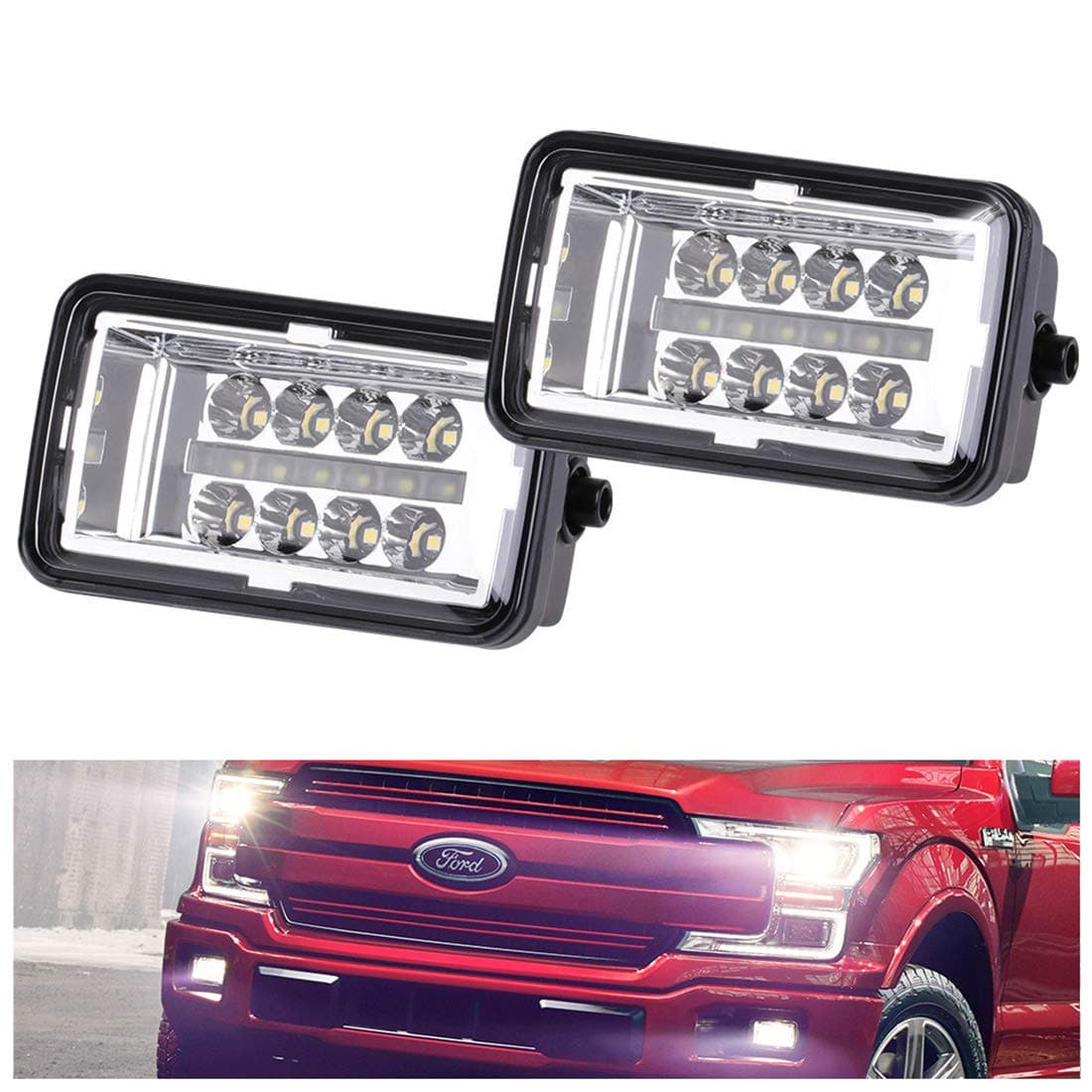 Kiwi Master Upgrade F150 Fog Lights for 2015-2020 Ford F-150 - 4 Inch LED Fog Light Assembly Kit, Waterproof Bumper Lamps Set, 1 Pair