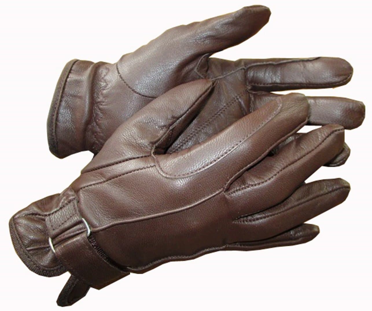 Ladies Leather Horse Riding Gloves Buckle Black Brown Tan