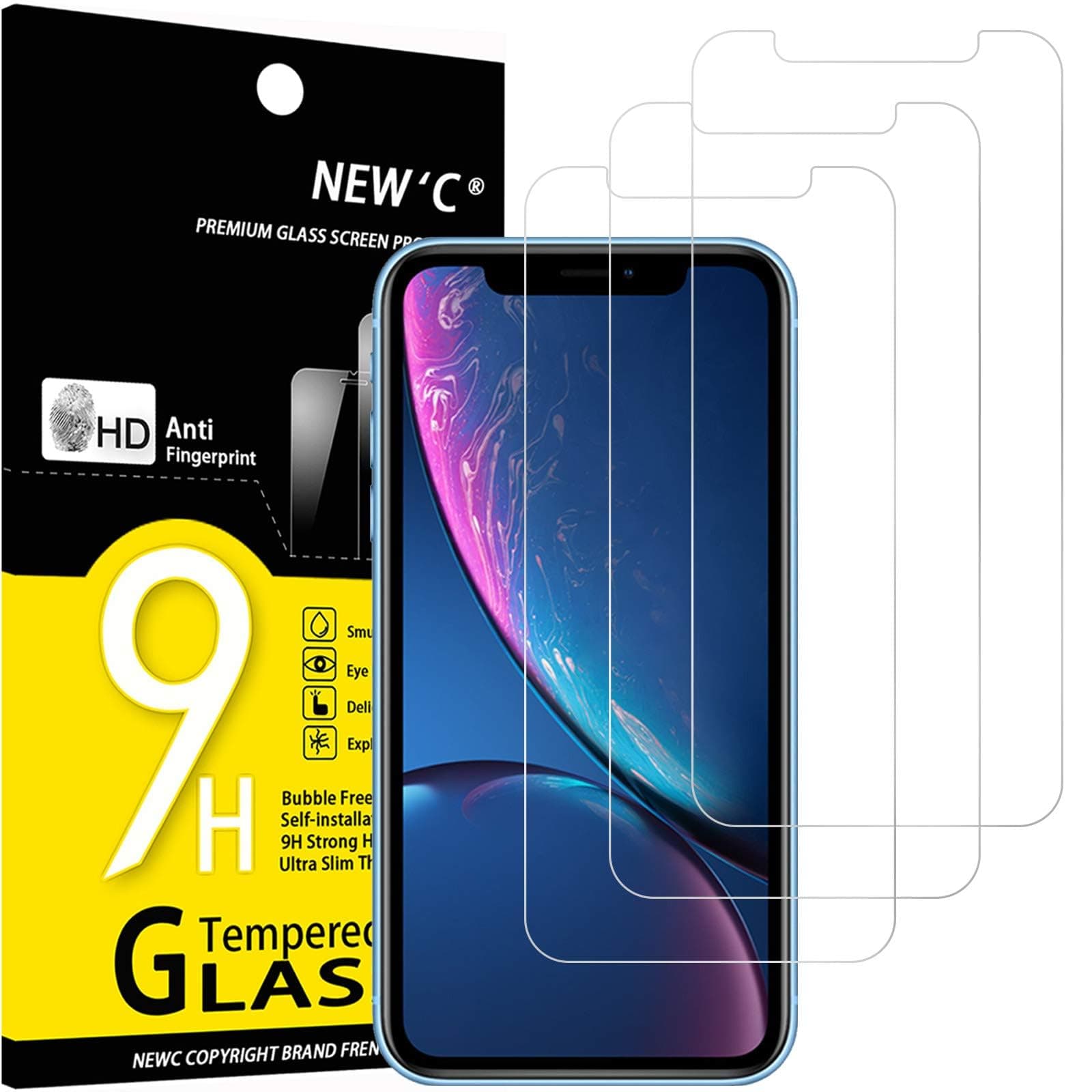 3 Pack Designed for iPhone 11 and iPhone XR Screen Protector (6.1"), Enhanced Tempered Glass Protection, Case Friendly Anti Scratch Bubble Free Ultra Resistant