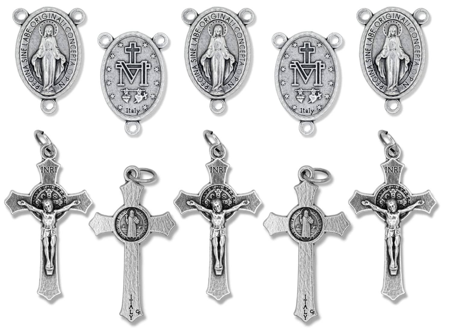 Pack of 5 - St. Benedict Crucifix and Miraculous Medal Centerpiece