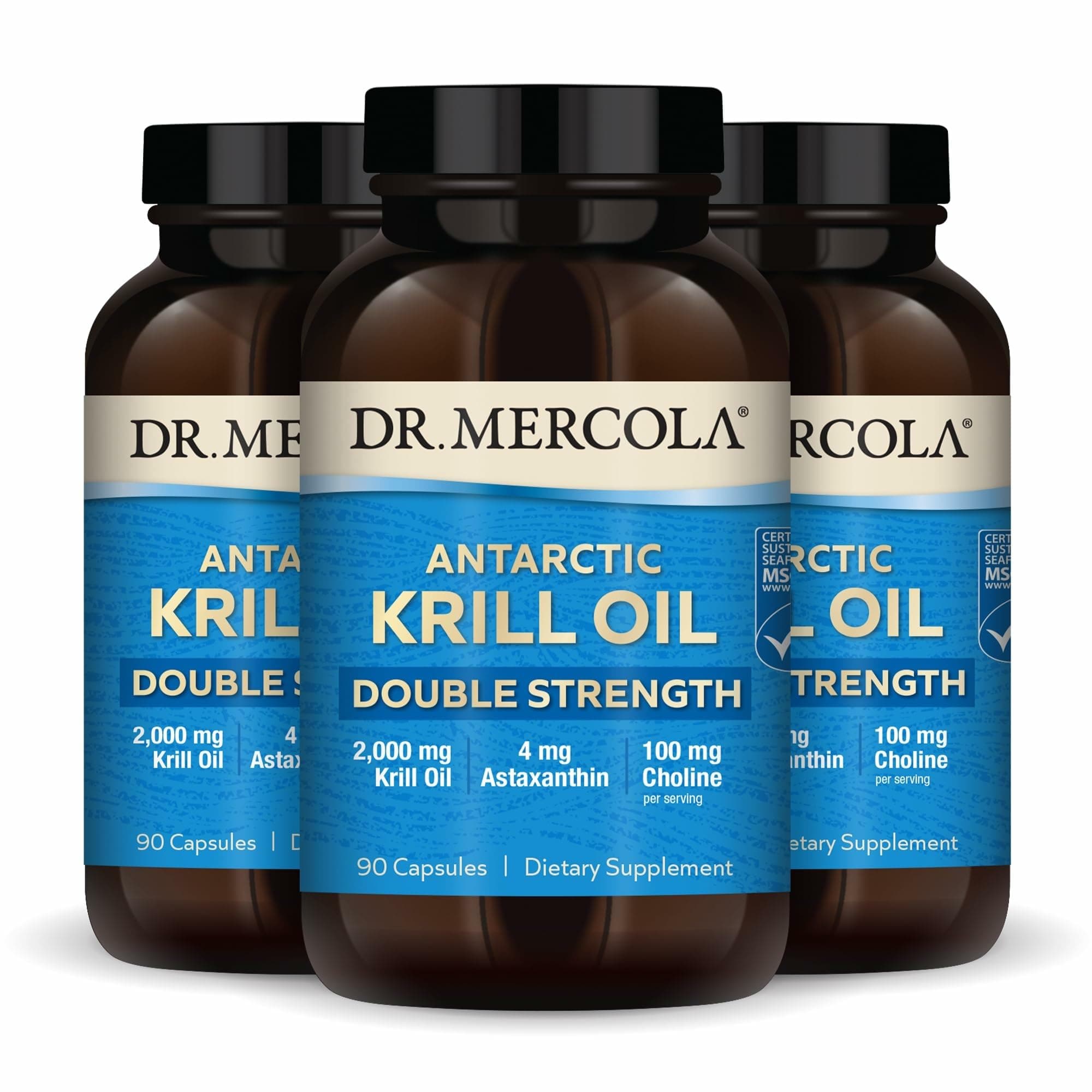 Antarctic Krill Oil Double Strength - 2,000 mg - Omega-3 Supplement with EPA & DHA - Supports Brain, Heart, Joint & Immune Health - GMO-Free & Gluten-Free - 270 Capsules (90 Servings)