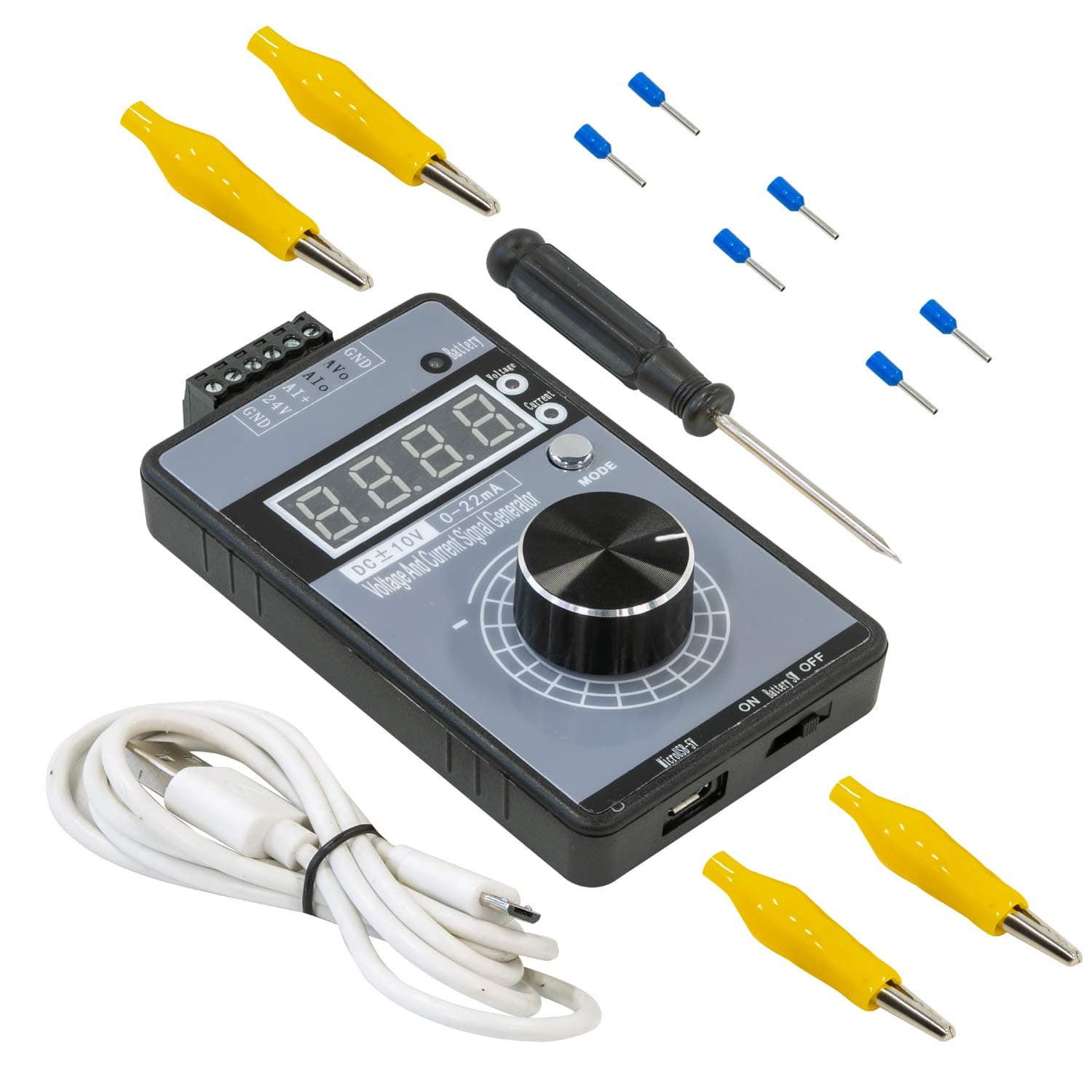 DC ±10V 0/4-20mA Current Voltage Signal Generator, USB Power Supply Interface Analog Simulator for PLC and Panel Debugging, Device Testing, Frequency Converter, Flow Valve