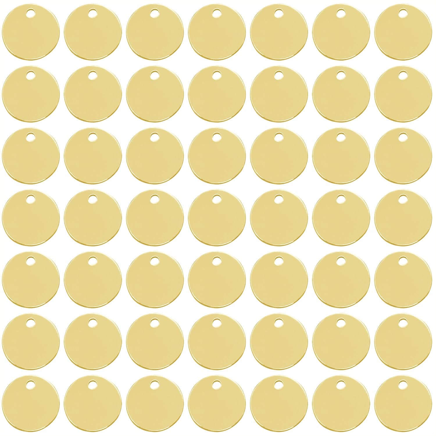 Shapenty Small Round Stainless Steel Flat Blank Stamping Tag Pendants Mini Discs for Bracelet Earring Necklace Chain Charms Jewelry Making Specialized Number Alphabet Stamping, 50PCS (Gold, 10MM)