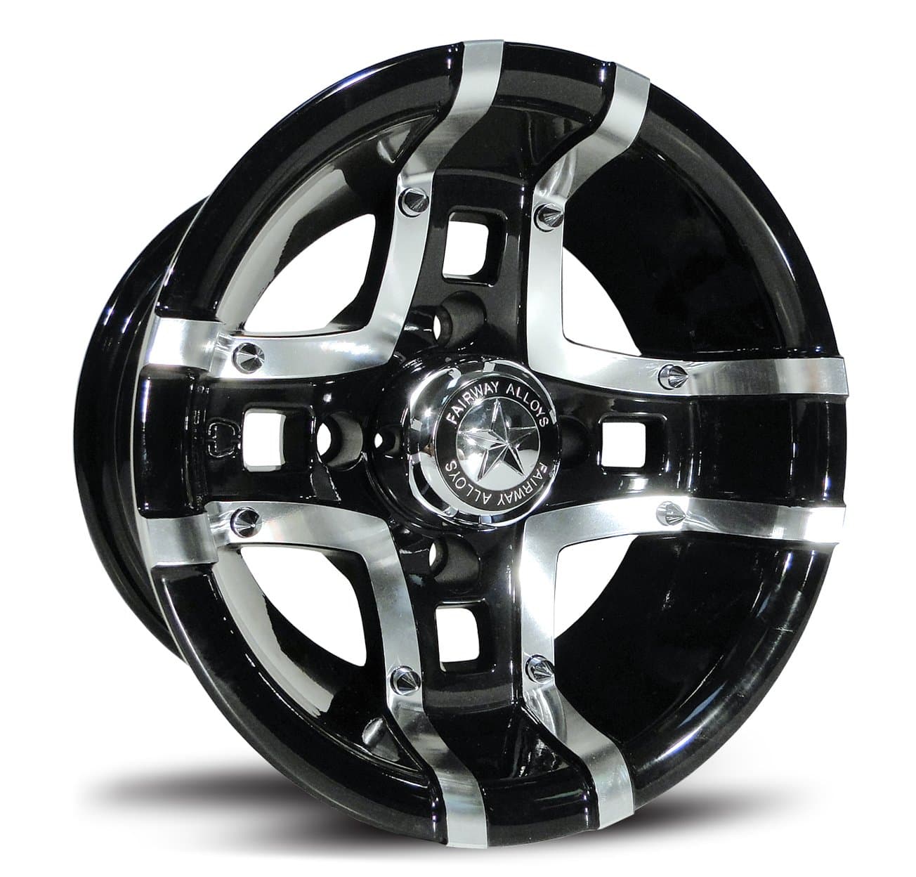 Fairway Alloys FA123 Prestige Machined Black Golf Cart Wheel - 10x7