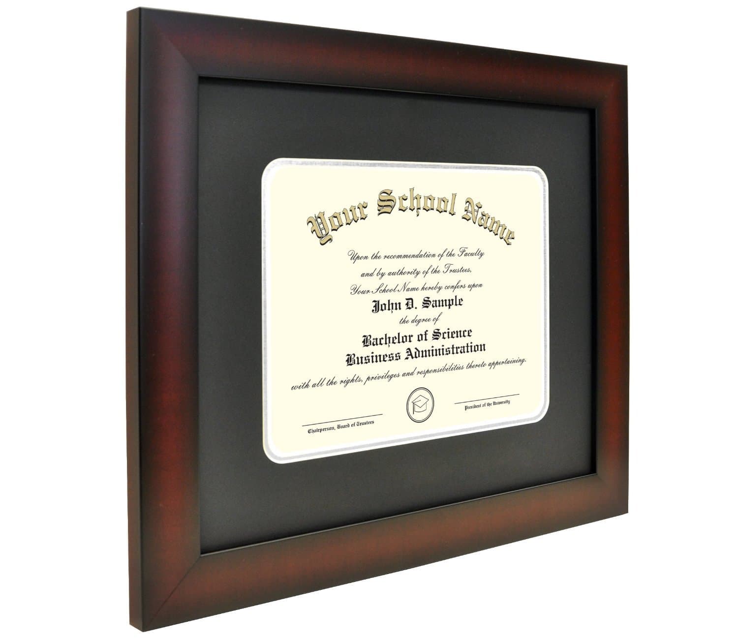 Espresso Finish Manhattan Diploma Frame (fits 14x17 Document) with Black and Silver Mats