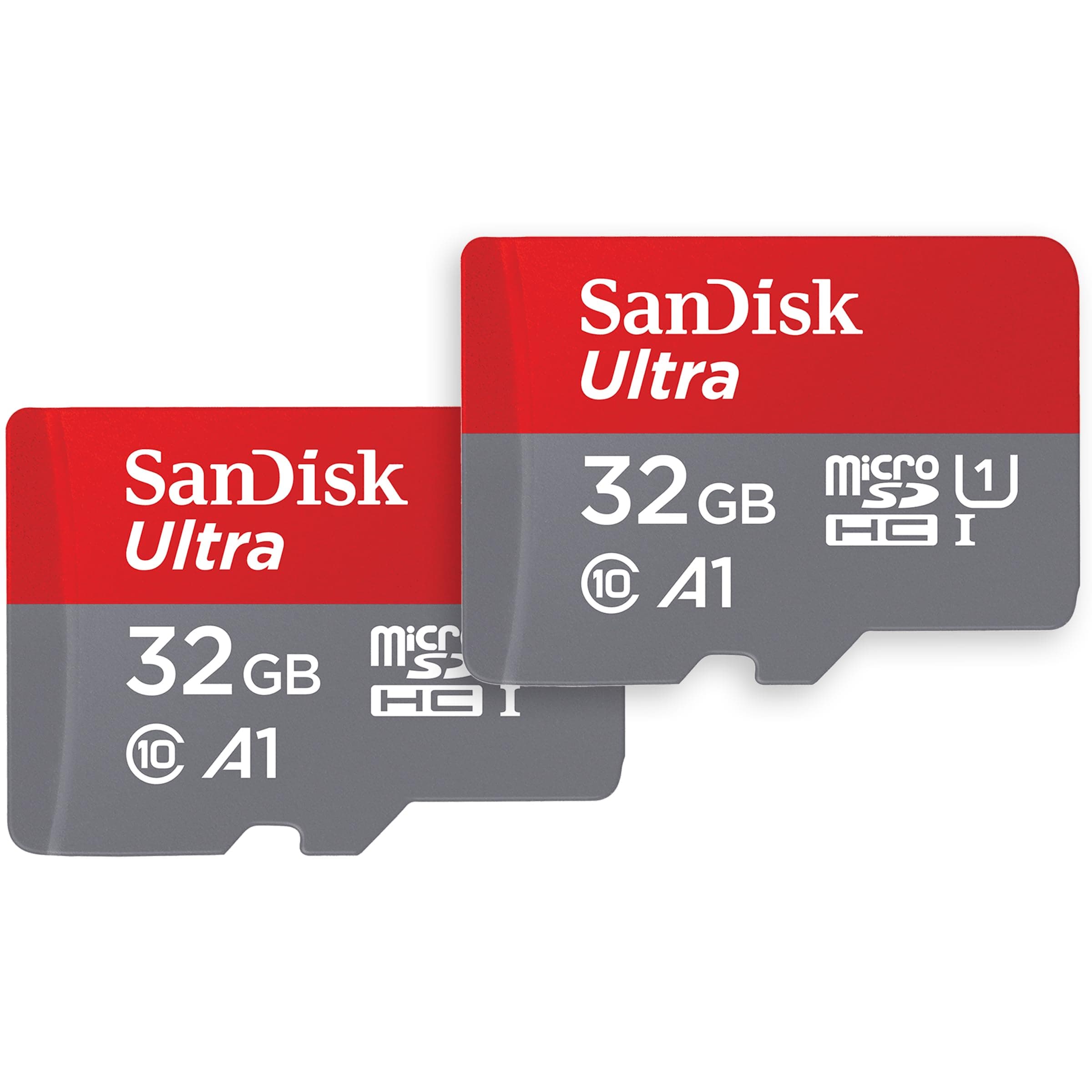SanDisk 32GB (2-Pack) Ultra microSDHC UHS-I Memory Card (2x32GB) with Adapter - SDSQUA4-032G-GN6MT