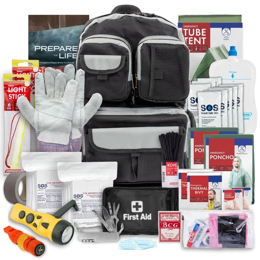 Urban Survival Bug-Out Bag/Go Bag and Disaster Survival Supplies for up to 6 People | Survival Kit for Wildfires, Hurricane, Civil Unrest & More