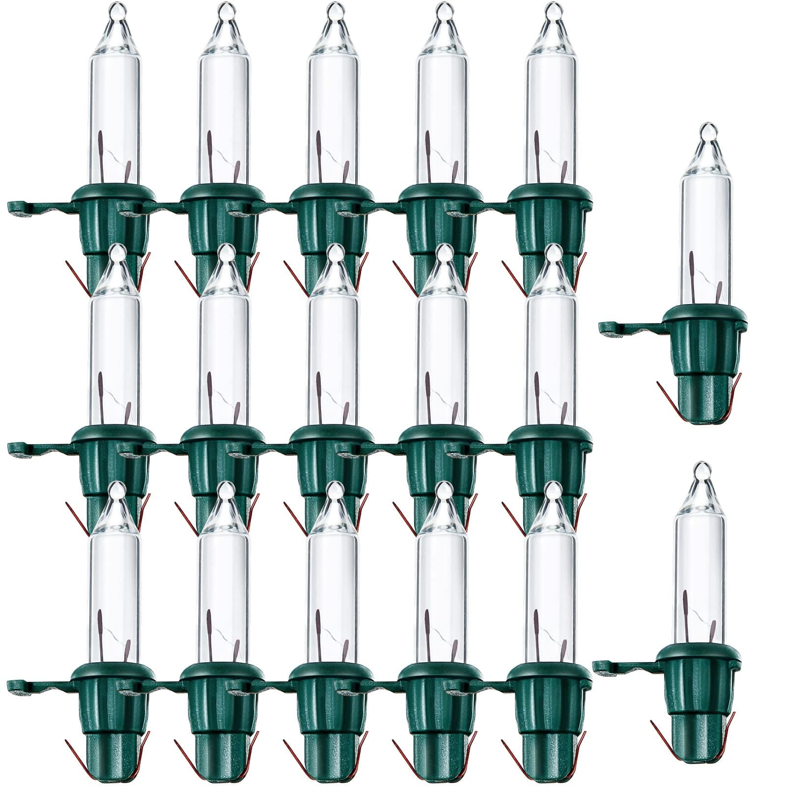 200 Count Replacement Christmas Tree Light Bulbs 2.5v 0.425 Watt Mini Replacement Light Bulb Incandescent Wire String Lights Prelit Xmas Tree Decoration(Green Base with Warm White Bulb)