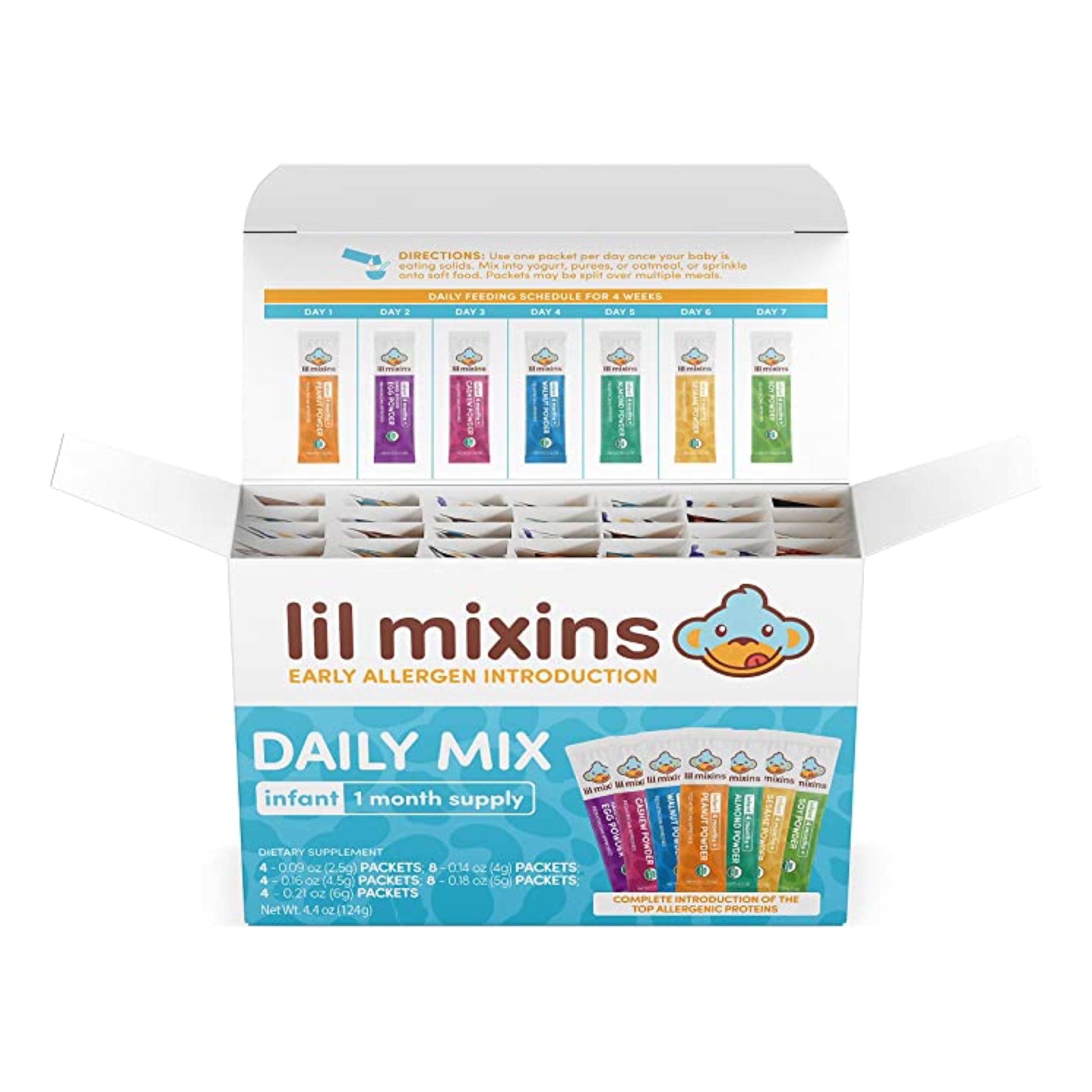 Lil MixinsEarly Allergen Introduction Mix-ins, Daily Mix | Peanut, Egg, Cashew, Walnut, Almond, Soy, Sesame Mix-Ins for Ages 4-12 Mo. Old, 1 Month Supply