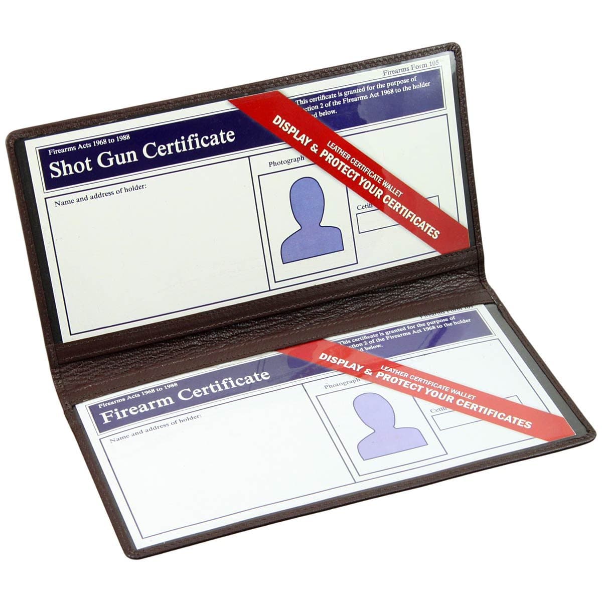 Adames Double Shot Gun/Firearm Certificate Wallet Holder : Genuine Leather - 4 Colour Choices
