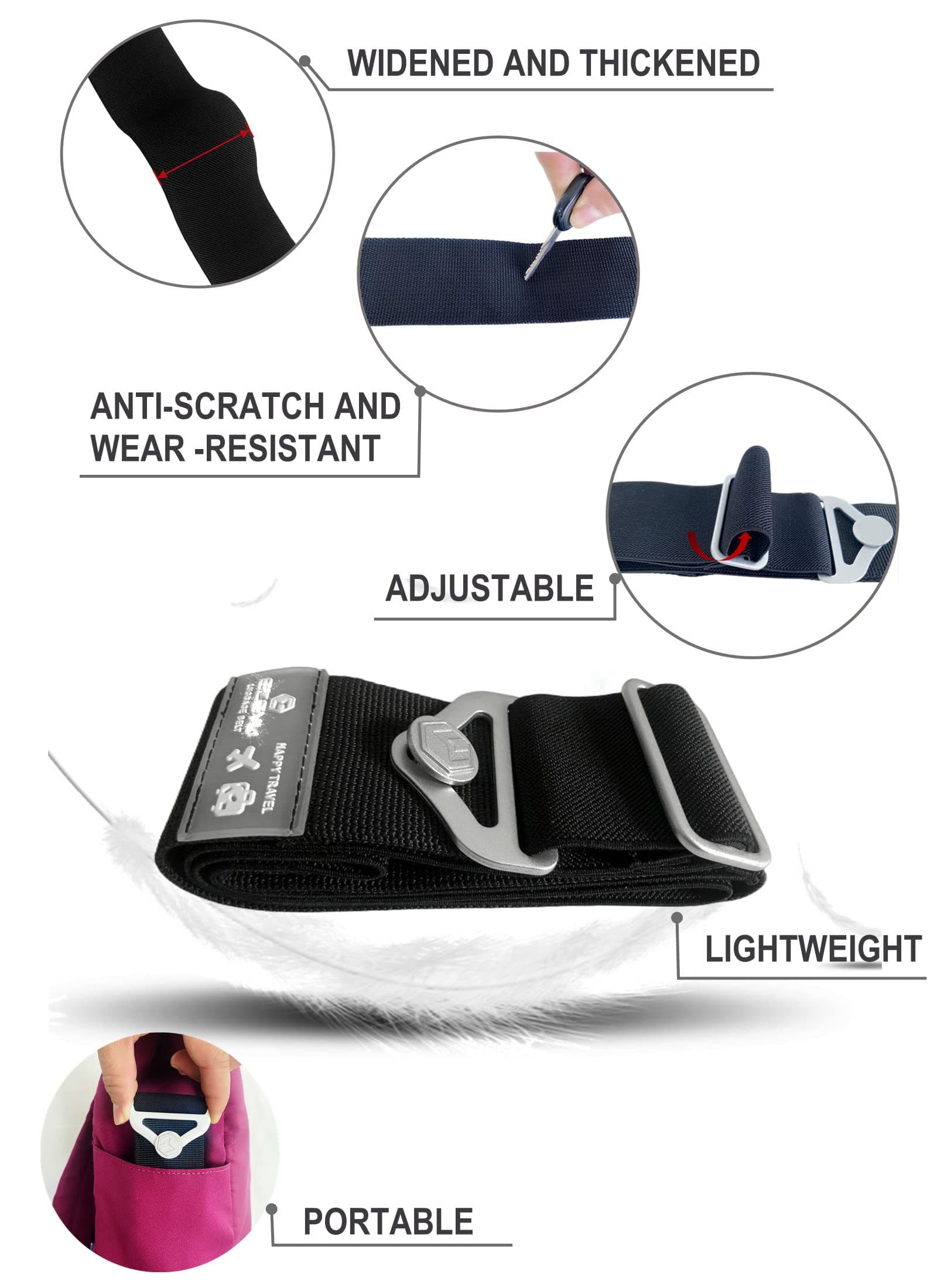 2-in-1 Adjustable Elastic Travel Belt for Luggage Straps Add a Bag JOONMING Luggage Strap Over Handle Suitcases Belt for Carry On Bag for Suitcases Add a Bag for Airport, Trip, Boarding