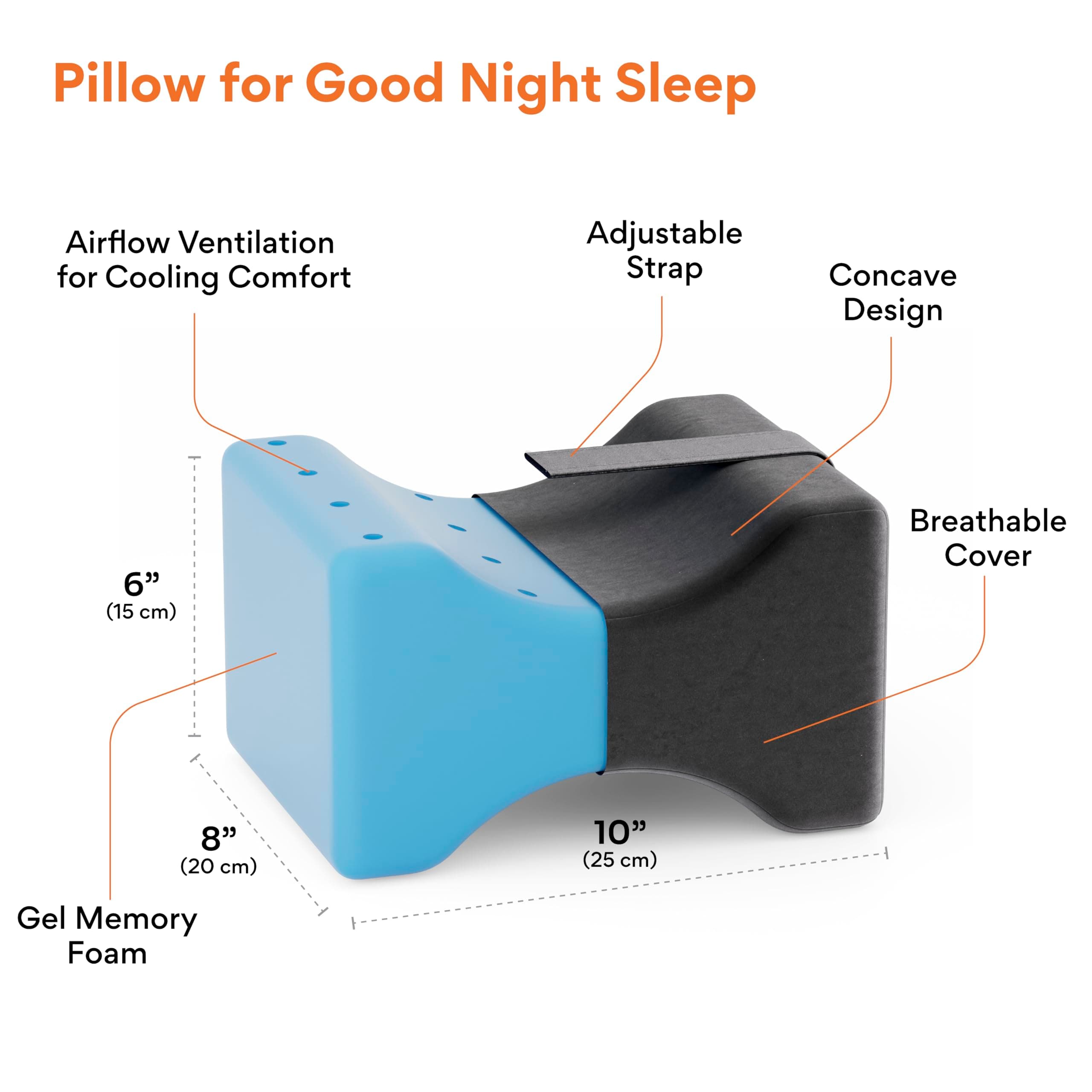 FOVERA Knee Pillow, Knock Knee Corrector for Sleeping, Memory Foam Leg Pillow Wedge Cushion for Side Sleeper, Sciatica, Pregnancy, Hip Pain - Washable Cover (Dark Grey)