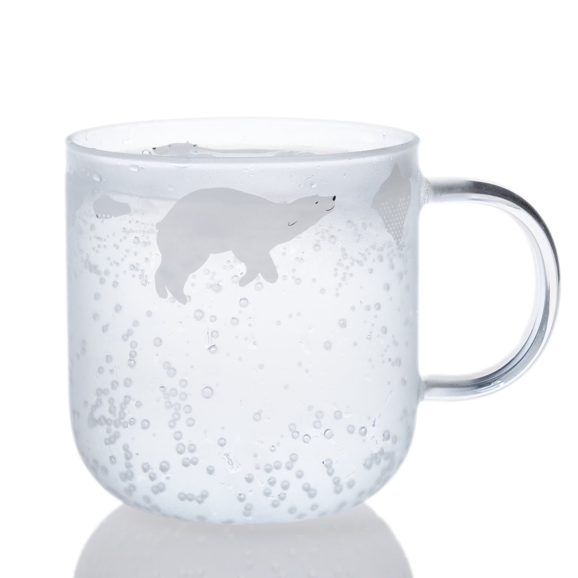 Polar Bear Glass Coffee Cup 12oz with Handle by Mascotcases – Mugs for Drinking Tea, Latte, Espresso, Juice, Beer,Wine or Water 350ML