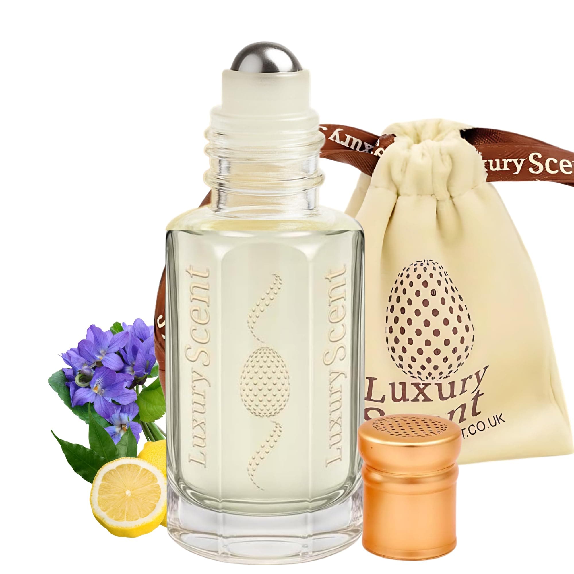 Perfume Oil Lemon Ambergris Roll-On 6ml – Long Lasting Alcohol Free Arabian Attar – Premium Unisex Clean Fresh Fragrance with Lemon, Sandalwood & Violet Leaf Notes by Luxury Scent