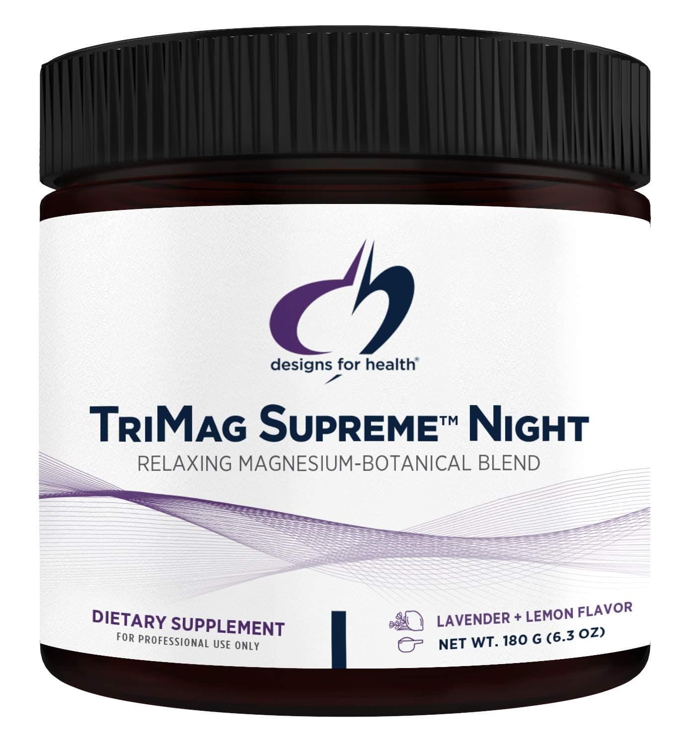 TriMag Supreme Powder Night - 300mg Magnesium Drink Supplement with Tart Cherry for Calm and Sleep - Lavender Lemon Flavor (30 Servings / 180g)
