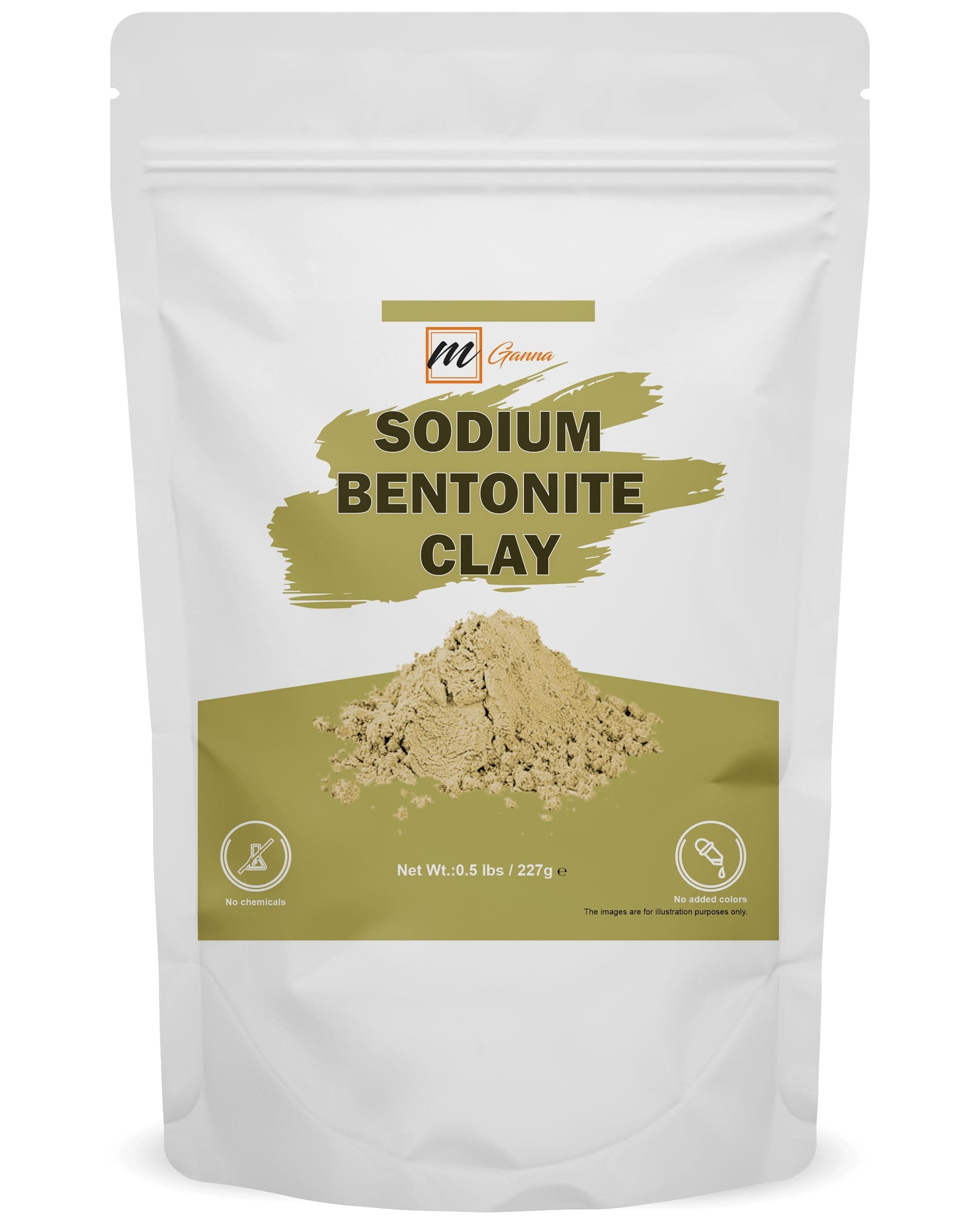 100% Natural Sodium Bentonite Clay (Food Grade) 0.5 LBS / 227 GMS for Body Detox, Facial Masks, Creams, Body Wraps, Soft Peels and Scrubs, Skin Tightening, and Soap Making