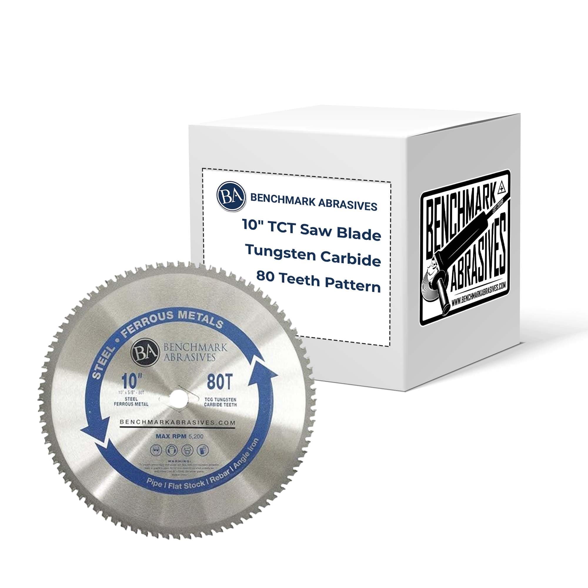 Benchmark Abrasives TCT 10 Inch Circular Saw Blade, Tungsten Carbide Tipped Metal Cutting Saw Blades for Cutting Metal, Stainless Steel, Ferrous Metals, 10 Inch Miter Saw Blade (10" 80 Teeth)