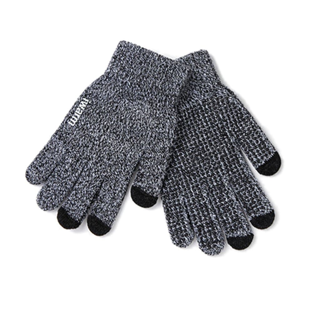 Men's Knitted Winter Gloves with a Velvet Anti-Slip Touch Screen Fingers (Grey)