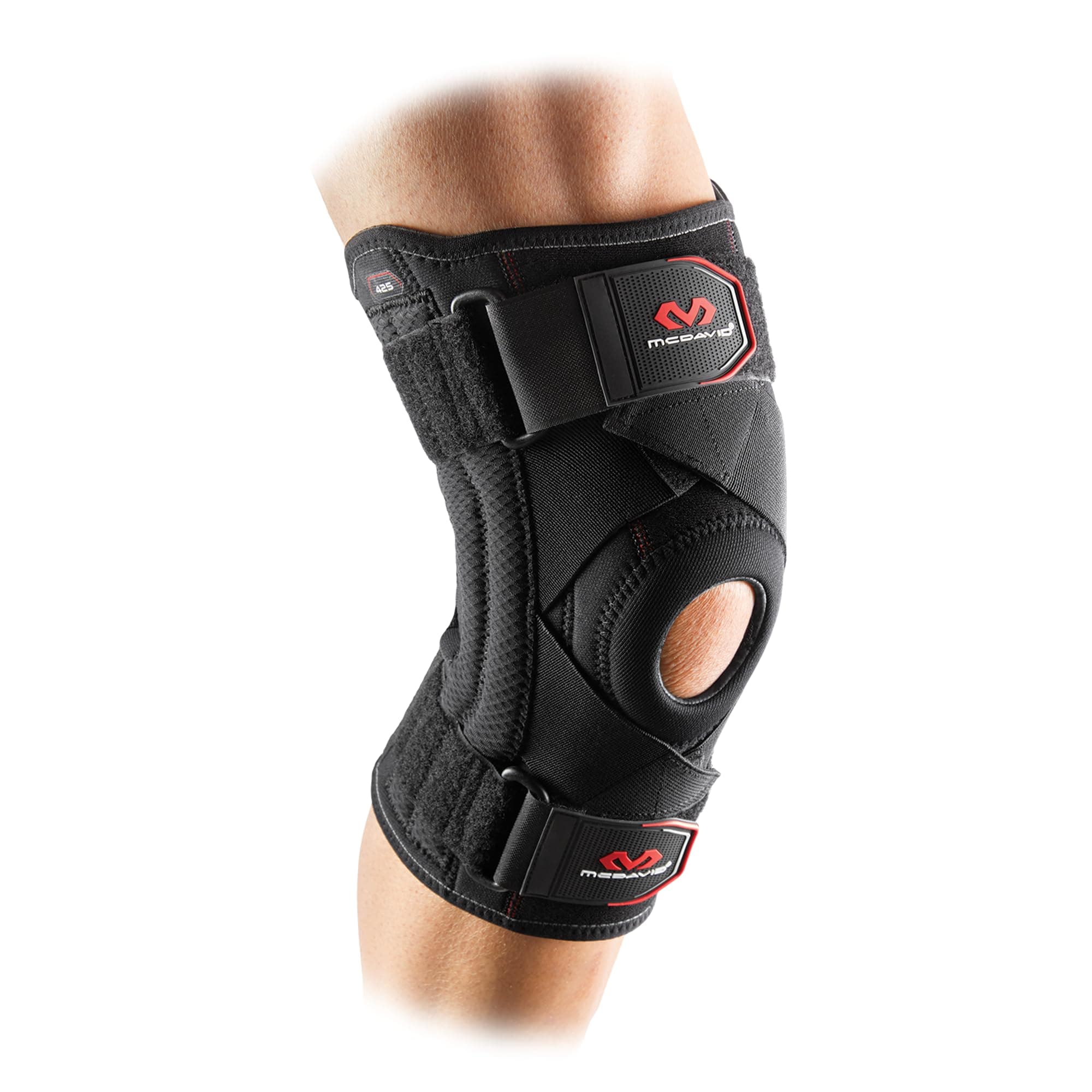 425R Knee Support with Stays & Cross Straps - Black, M