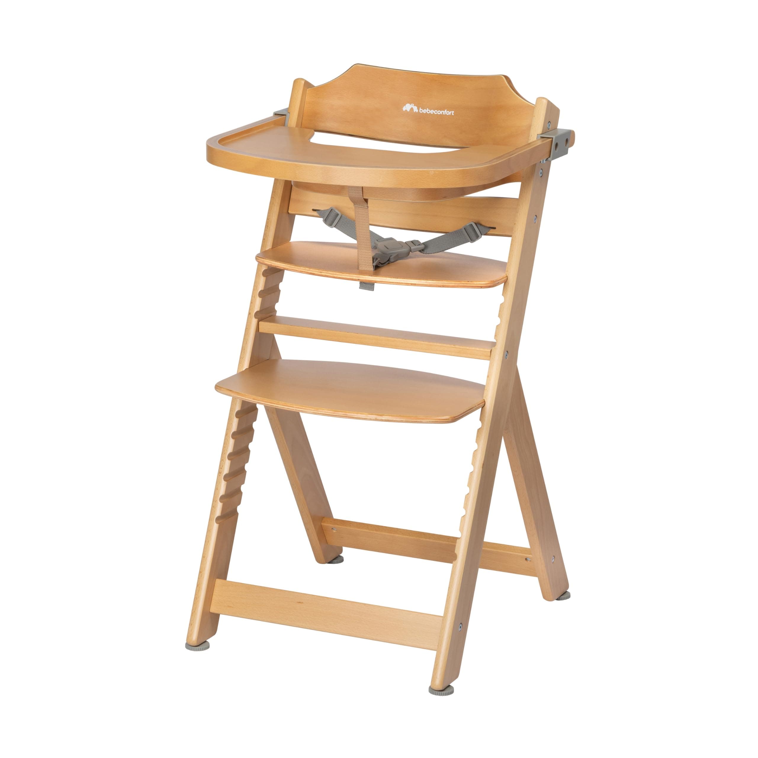 Bebeconfort Timba Evolutive Wooden High Chair, 6 Months-99 Years, Up to 110 kg, Baby High Chair, Removable Tray, Adjustable Seat & Footrest, 3-point Safety Harness, Fits Timba Baby, Natural Wood