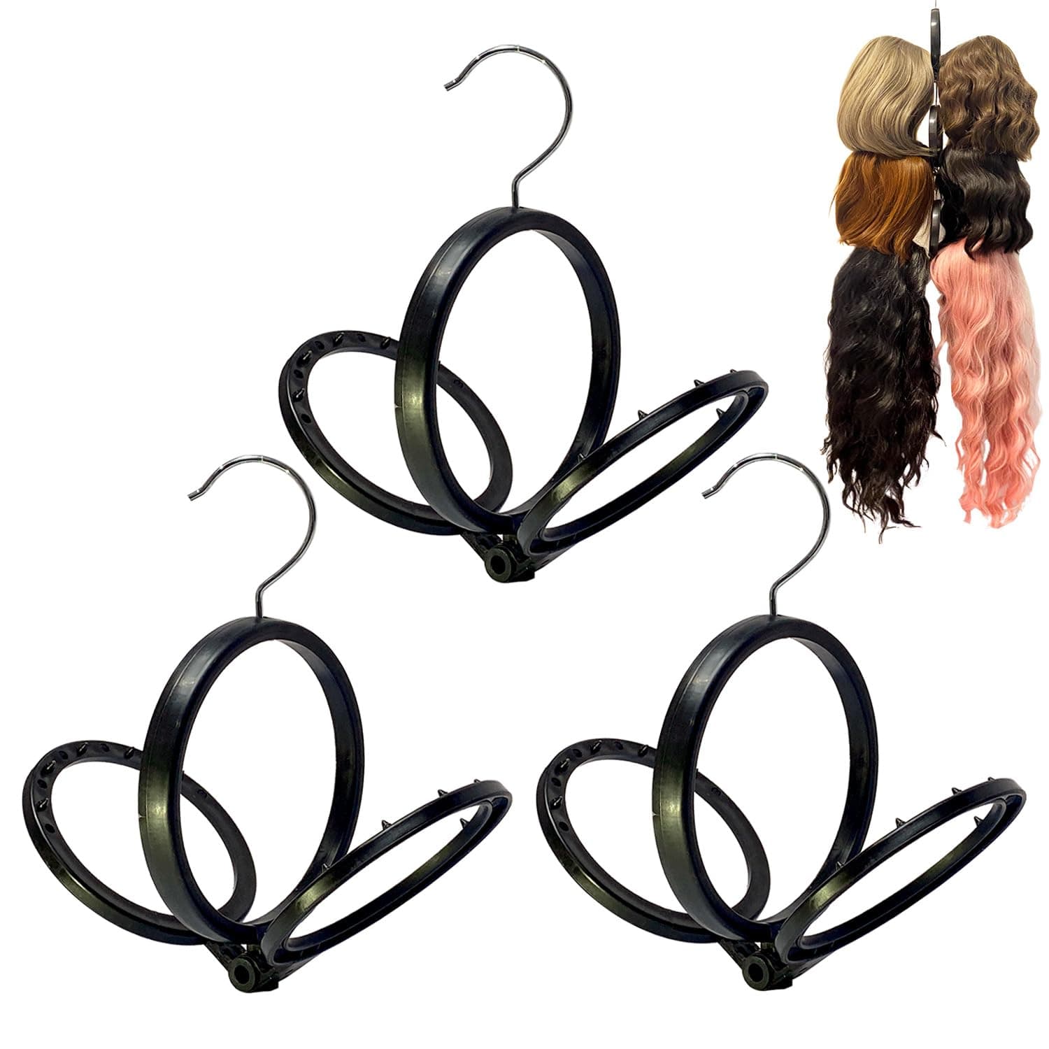 Wig Stand 3Pcs Wig Holder Wig Hanger for Multiple Wigs Hair Stand for Wigs Foldable Wig Stands for Travel Wig Organizer Hanging Wig Holders for Display