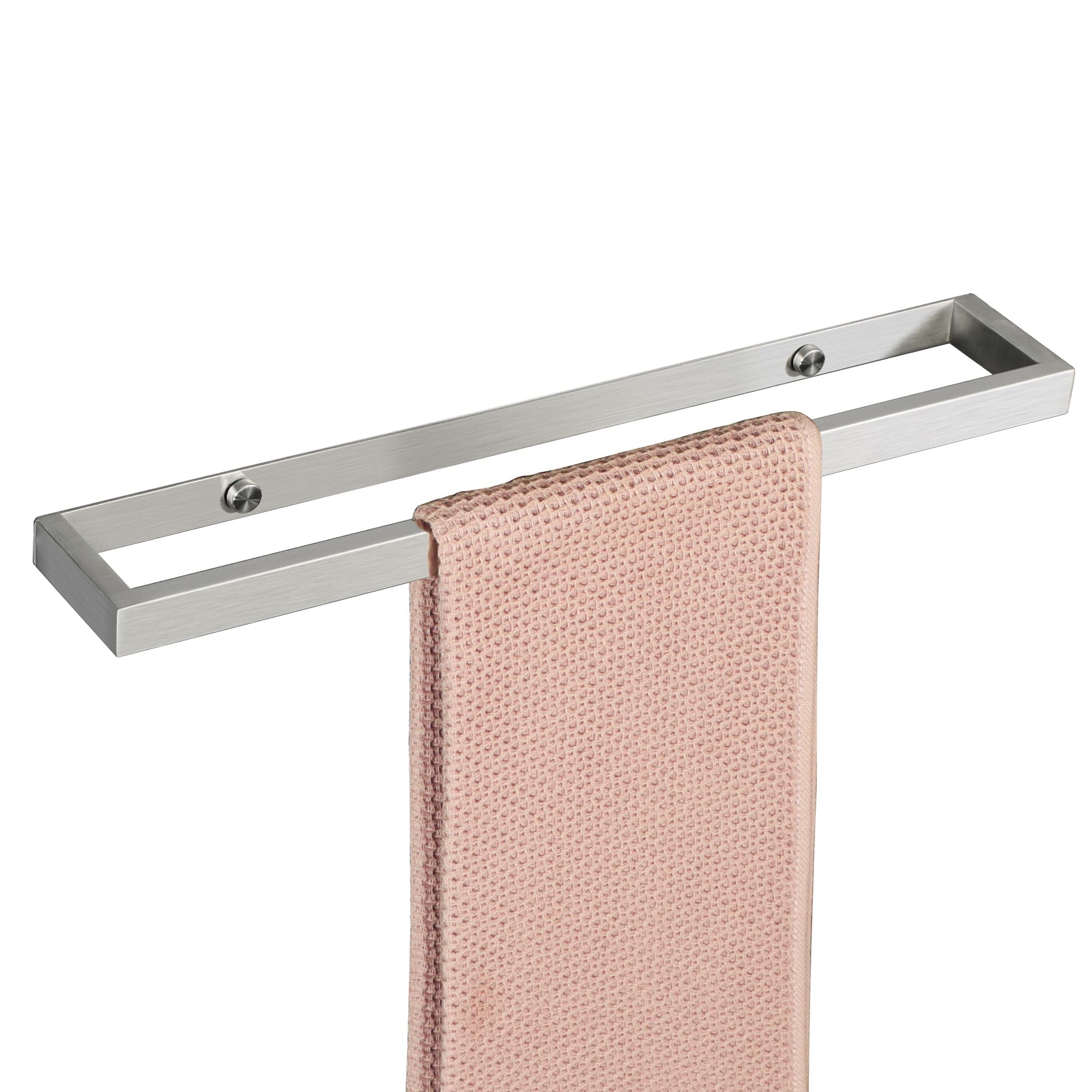 SAYAYO Bathroom Towel Holder Hand Towel Ring Self Adhesive & Screw Towel Rail SUS304 Stainless Steel 40CM Wall Mounted No Drilling, Brushed Nickel