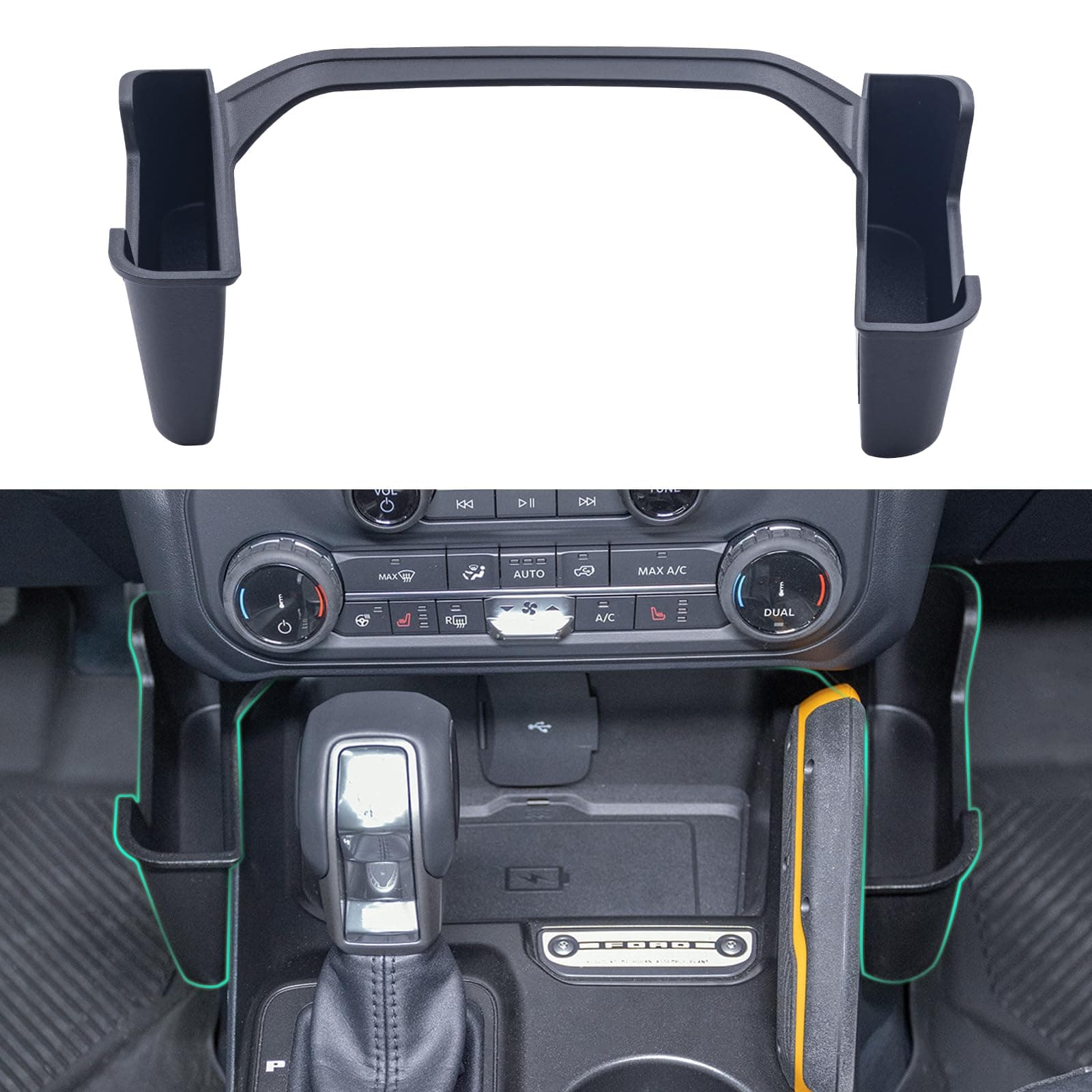 TOPINSTALL New Gear Shifter Organizer Compatible with 2021-2025 2026 Ford Bronco, Center Console Gear Side Storage Box Tray Interior Accessories for Bronco 2/4-Door (Not for Bronco Sport)