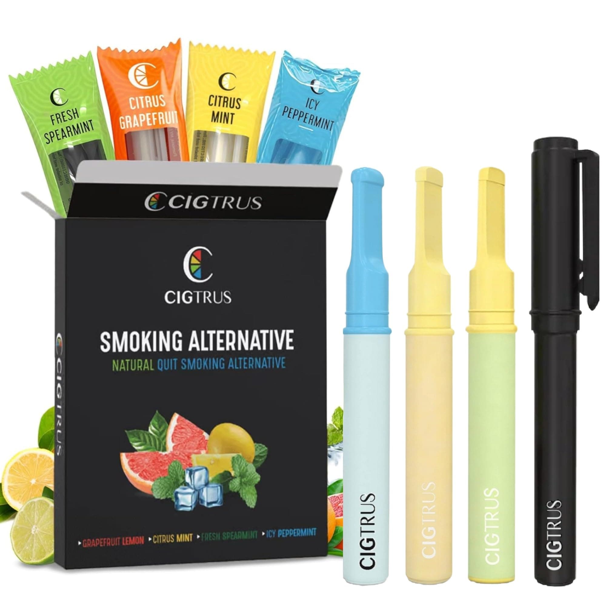 Cigtrus Quit Smoking Inhaler – Nicotine-Free, Smokeless, Natural Craving Relief & Habit Replacement for Smokers & Vapers |Non-Electric Variety 4-Pack