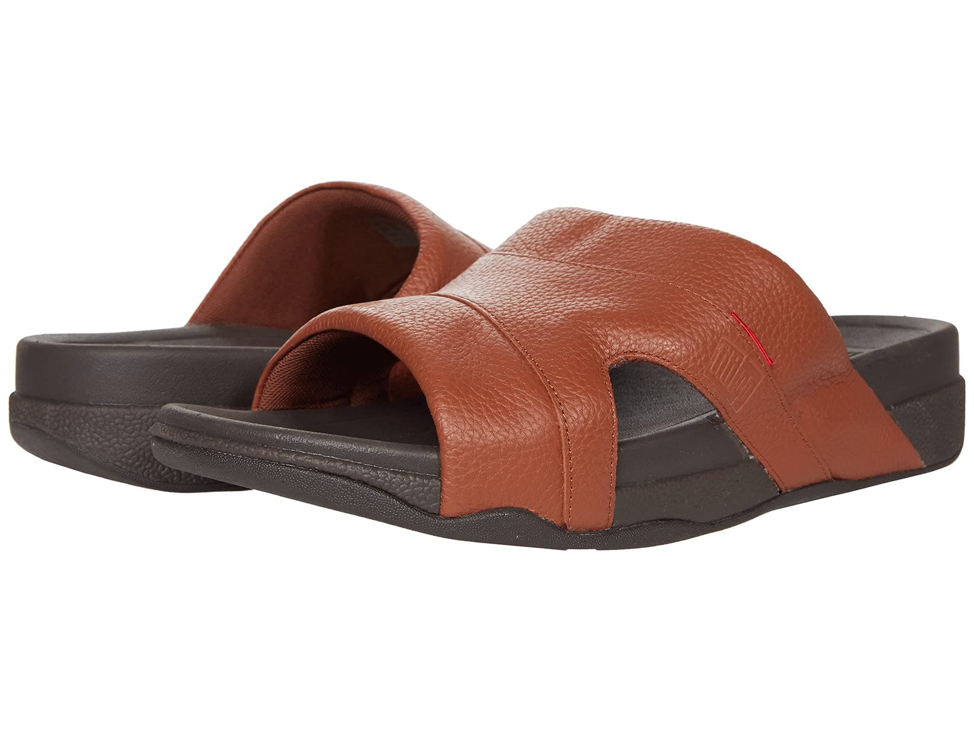 Men's Fit Flop Freeway Pool Slide In Leather Sandals in Black