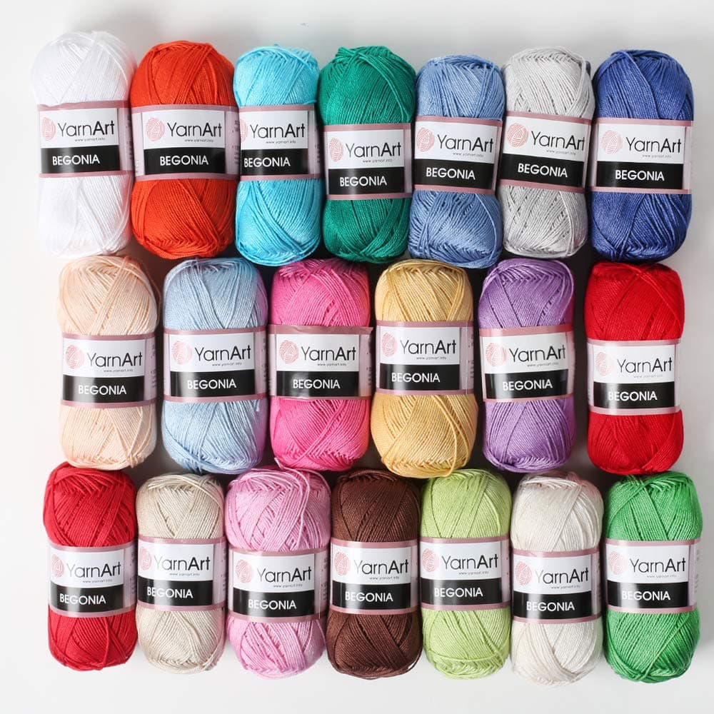 20 Skein Yarnart Begonia Yarn, 100% Mercerized Cotton, Each 1.76 Oz (50g) / 185 Yrds (169m), Fine Sport: 2, Version 2