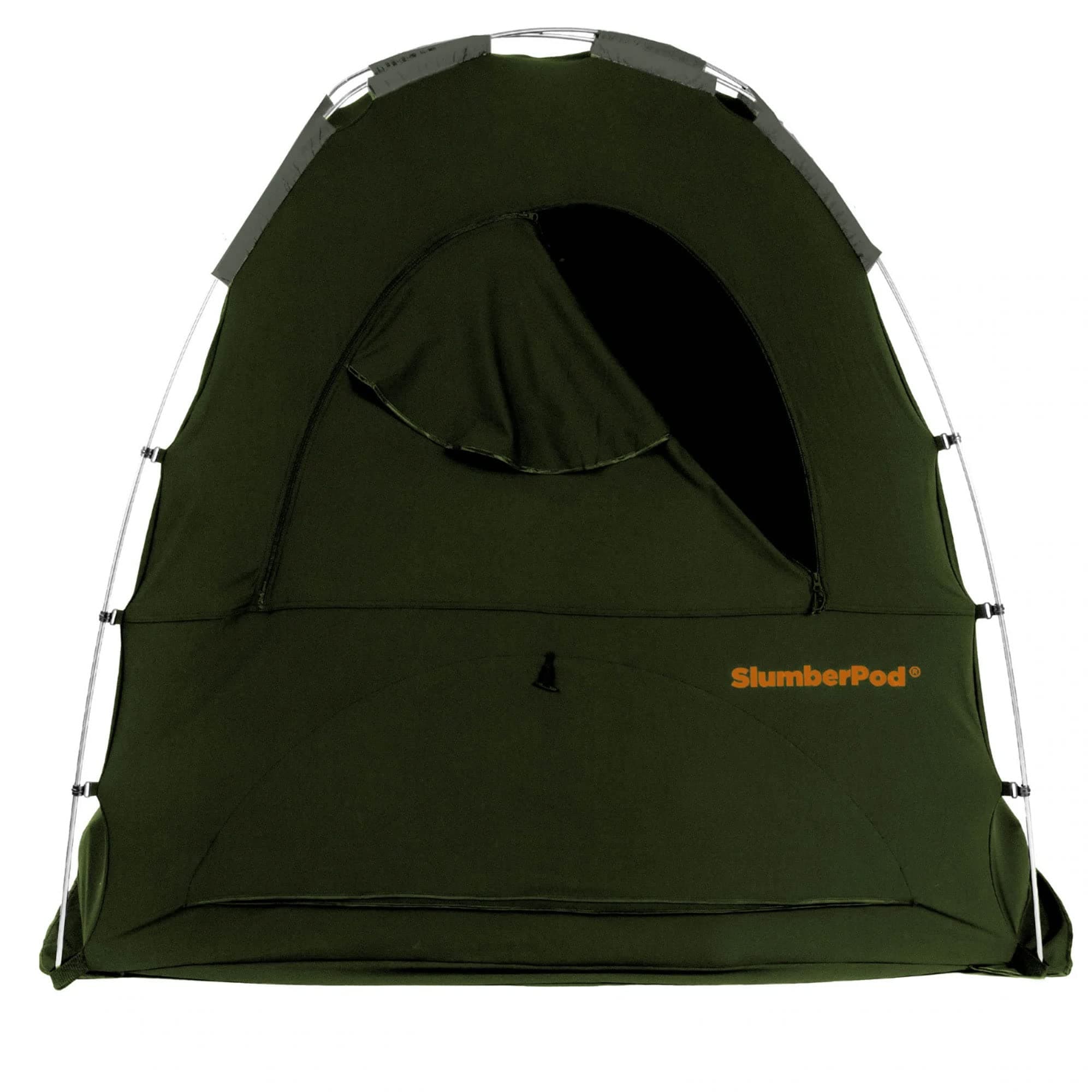 SlumberPod Portable Privacy Pod Blackout Canopy Sleeping Space for Babies and Toddlers with Fan Pouch and Zippered Ventilation Windows, Olive Green