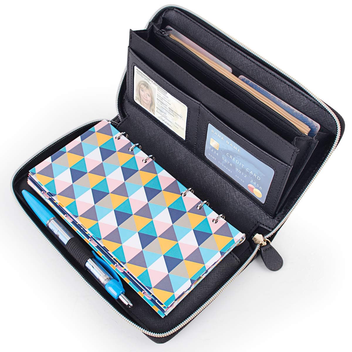 Cash Budget Envelope Wallet System for Women, All in one Cash Wallet with 12 Budget Sheets, 12 Budget Envelopes, Binder Note for Budgeting and Saving Money