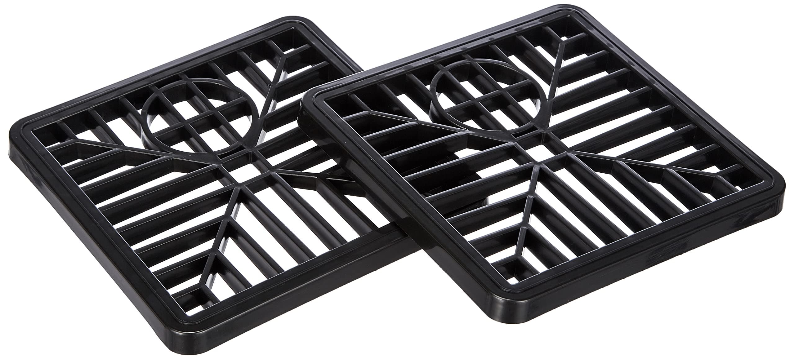 Merriway BH05743 (2 Pcs) Plastic Gulley Grid, 150mm (6 Inch) Square Black - Pack of 2 Pieces