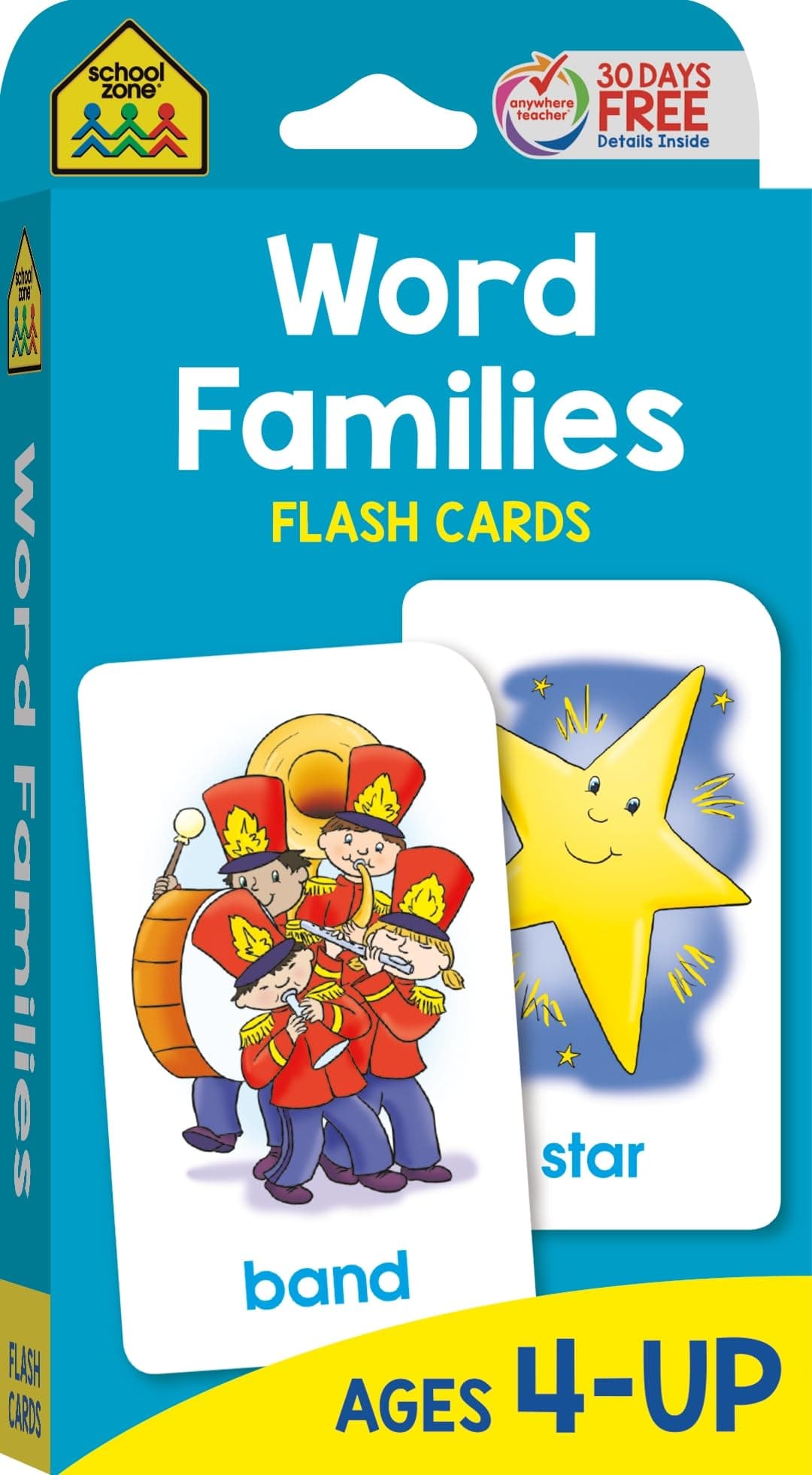 School Zone Word Families Flash Cards: 56 Cards, Preschool, Kindergarten, Beginning and Ending Sounds, Rhymes, Spelling, Early Reading, Ages 4+
