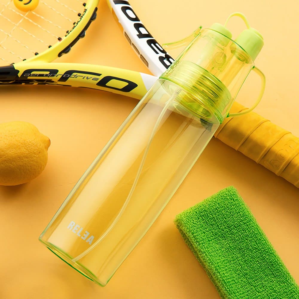 Sport Spray Water Bottle- 580ml Cooling Spray Mist Squeeze Bottle Sports- 2 in 1 Water Bottle - Drinking & Misting Sport Water Bottle with Mist Sprayer, BPA Free Cup Odorless Kettle for Hiking Camping Climbing Traveling School Gift by Gshopper®
