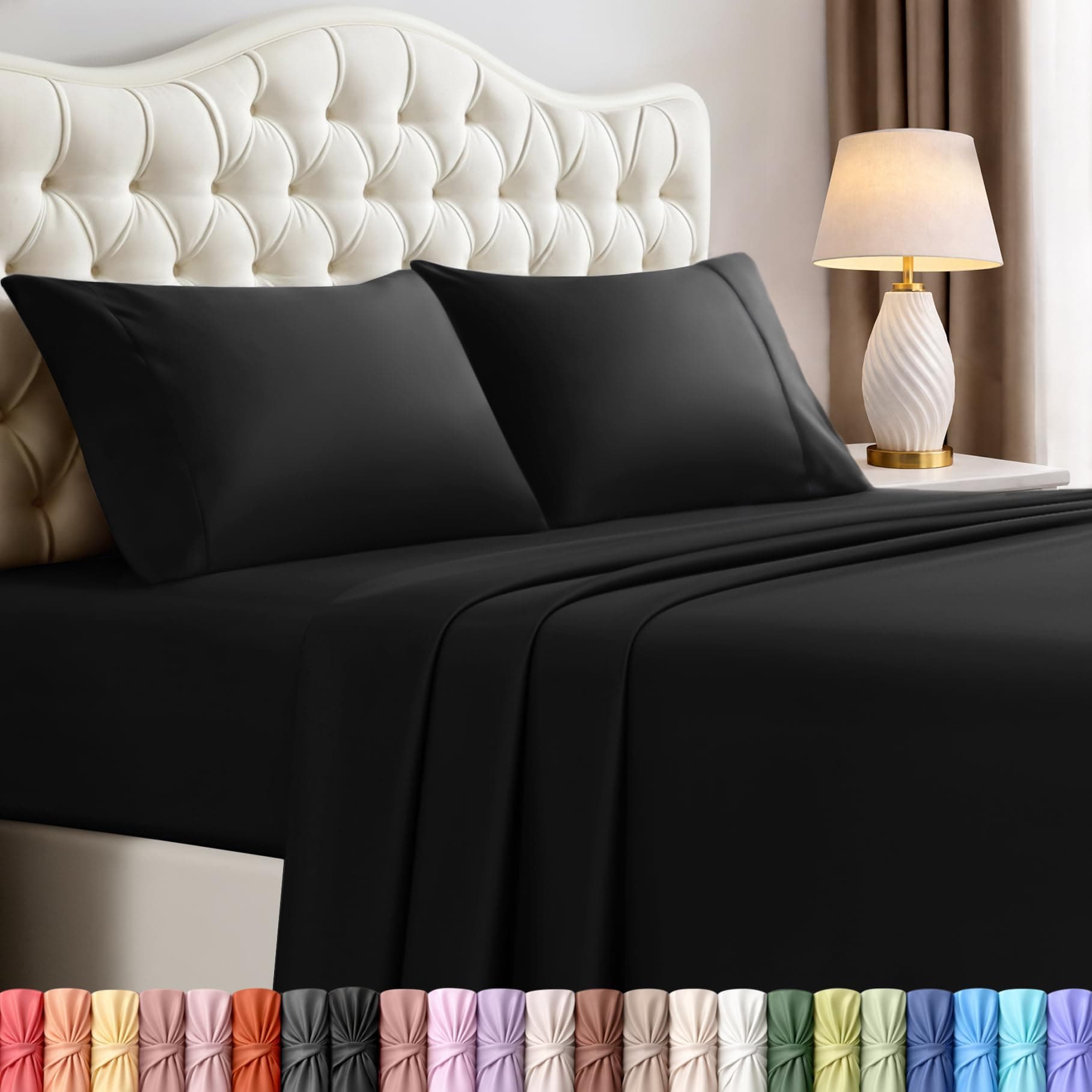 Utopia Bedding Full Sheet Set – 4 Piece Bed Sheets for Full Size Bed, Soft and Breathable Microfiber, Includes 1 Fitted Sheet, 1 Flat Sheet and 2 Pillowcases (Black)