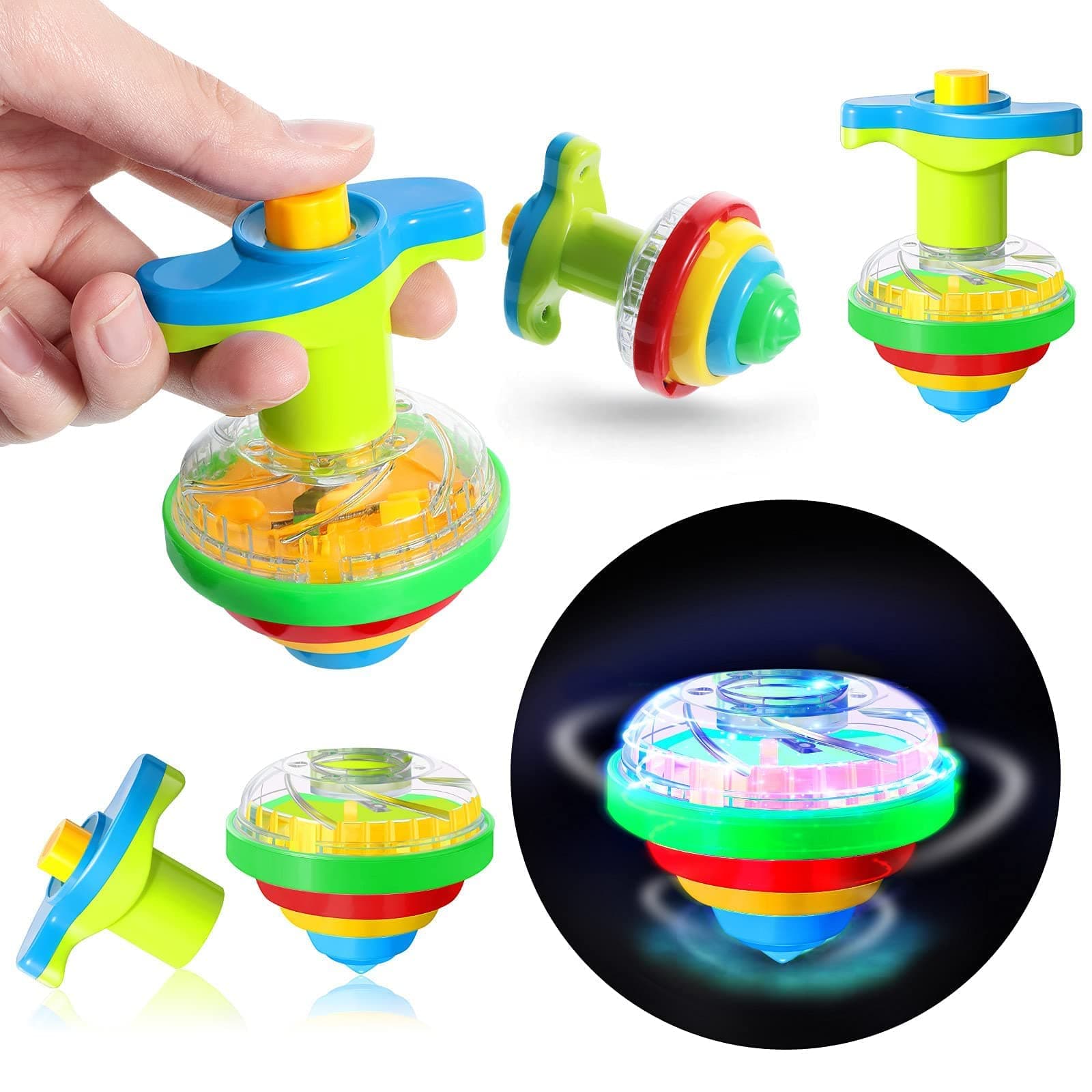 16 Pieces Light up Spinning Tops for Kids, LED Light up Flashing UFO Spinning Tops Gyroscope Novelty Bulk Stocking Stuffers for Birthday Party Favors Games Presents