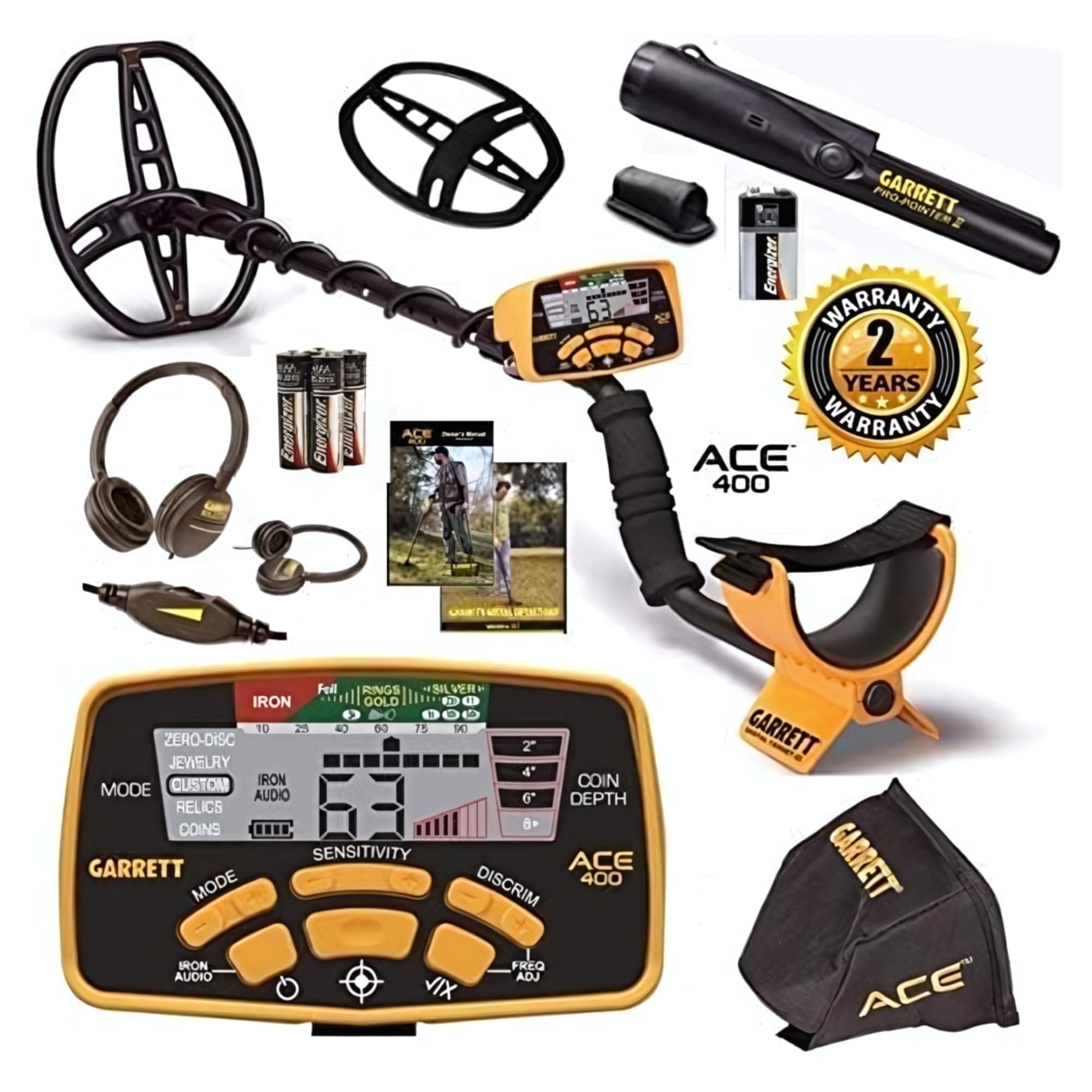 Garrett Metal Detectors Ace 400 Fall Special with Free Accessories and Pro Pointer II Pinpointer