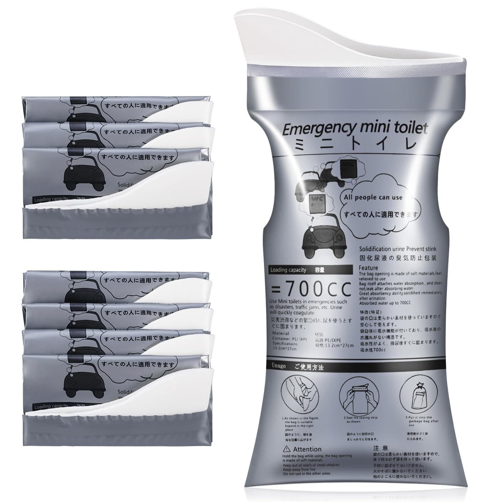 OUMEE 28/23/20/12/8 Pack Disposable Urine Bags, 700ML Travel Pee Bags Unisex Urinal Bag Vomit Bag for Travel Traffic Jam Emergency Portable Camping Urinal Bags for Men Women