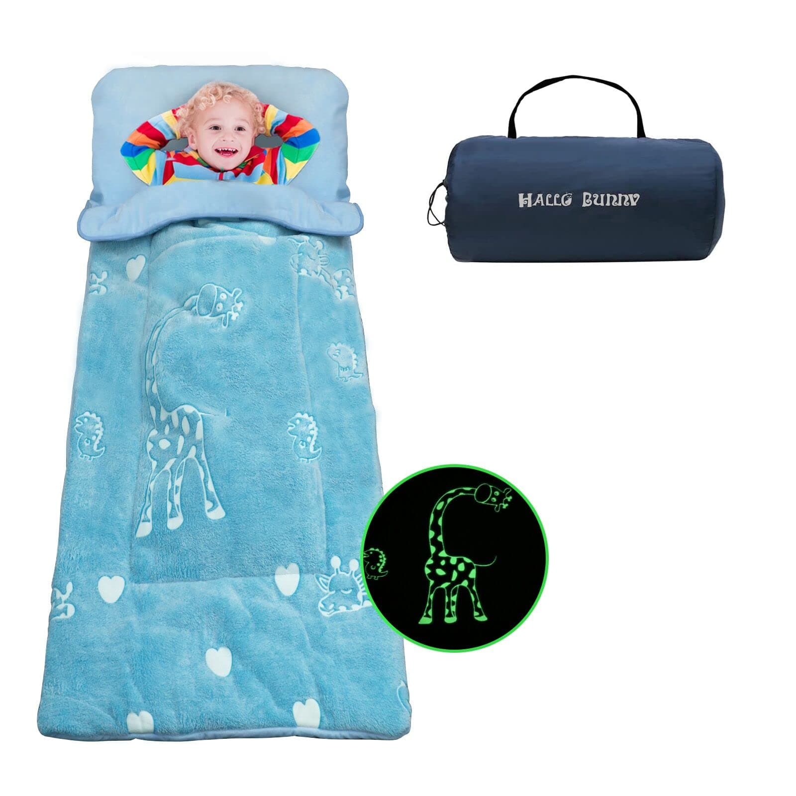Glowing Giraffe Blue Sleeping Bag