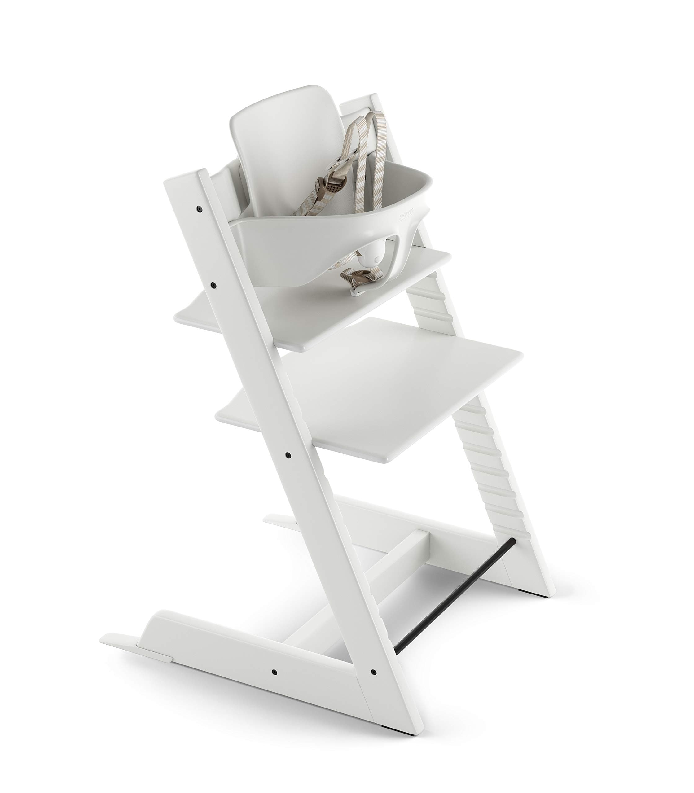 Tripp Trapp by Stokke Adjustable Wooden White Baby High Chair (Includes Baby Seat with Harness)