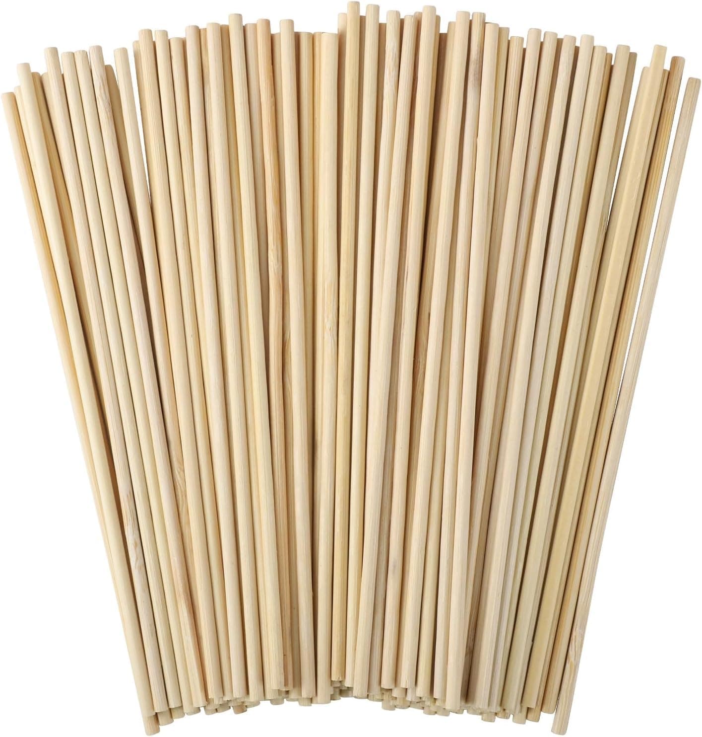 150 Pcs Wooden Dowel Rods - 1/8 x 12 Inch Wooden Sticks for Crafts Unfinished Natural Bamboo Sticks for Flower Bouquet and DIYers