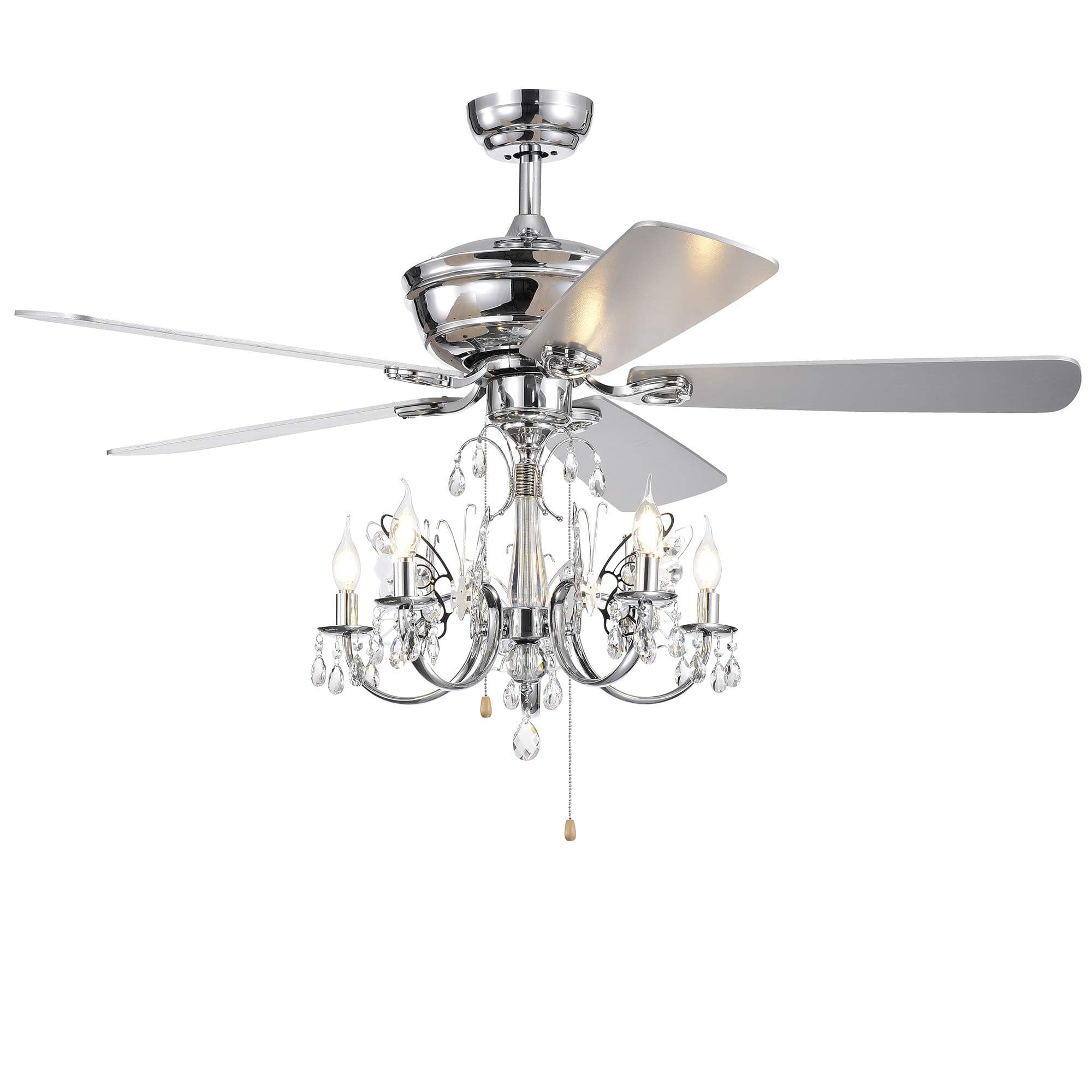 Warehouse of Tiffany CFL-8390CH Silver Orchid Finlayson 52-inch 5 Chrome Lighted Reversible Blades Ceiling Fan
