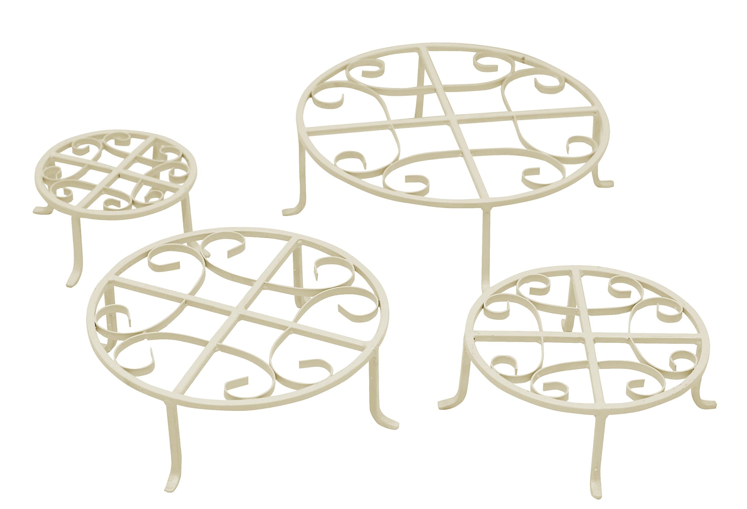 Red Carpet Studios Set of 4 Round Iron Plant Stands, White