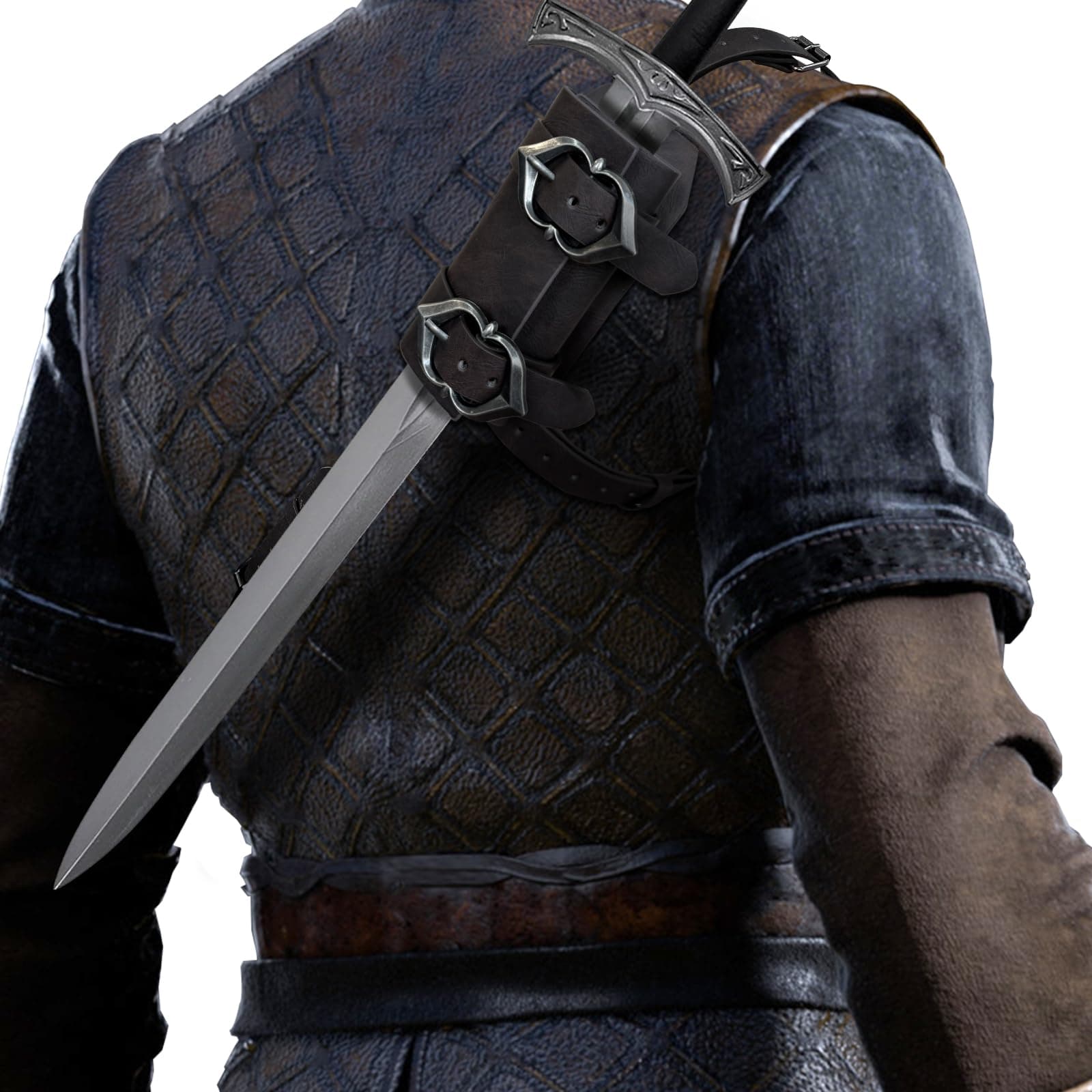 Medieval Faux Leather Back Sword Frog, Vintage Adjustable Sword Holster, Middle Ages Back Sword Sheath Holster
