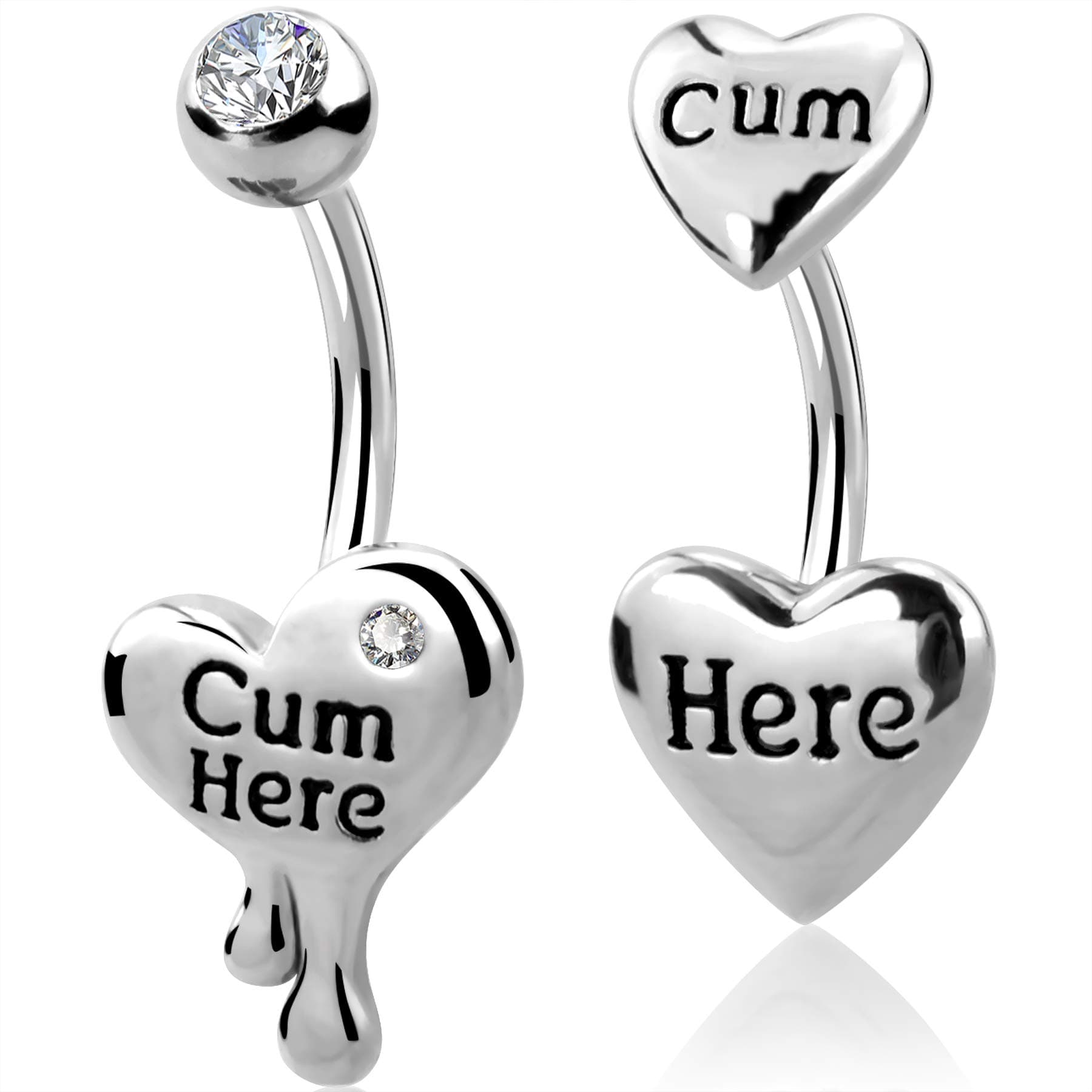 OUFER Belly Button Rings Heart Clear CZ 316L Surgical Steel Belly Rings Heart Shaped Letter Navel Rings Belly Rings Belly Piercing Jewelry