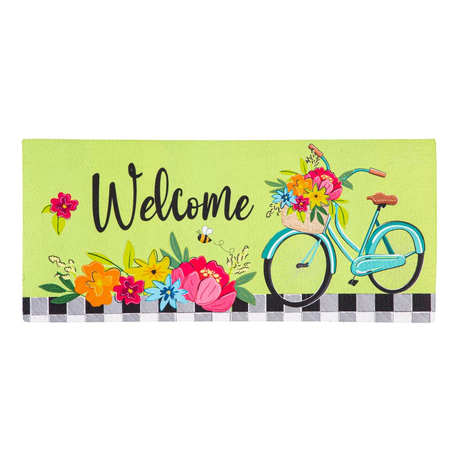 Evergreen Welcome Home Bicycle Sassafras Switch Mat Inserts, Interchangeable Front Door Mat Outdoor Entrance, Indoor Door Mats for Entryway, 22 x 10 Inches Sassafras Doormat Inserts